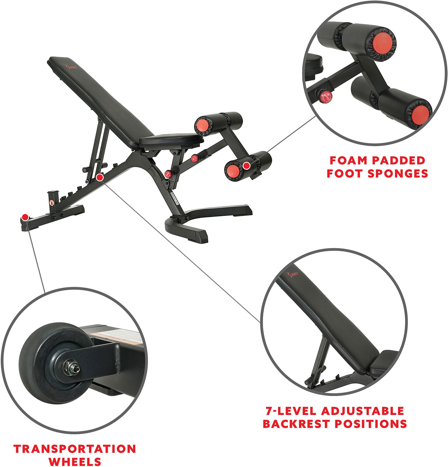 Sunny Health & Fitness Fully Adjustable Weight Bench product image