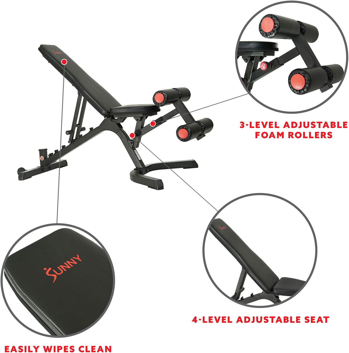 Sunny Health & Fitness Fully Adjustable Weight Bench product image