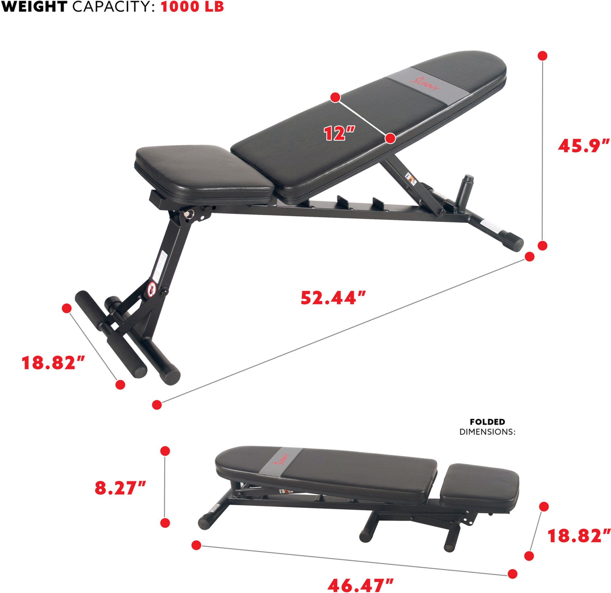 Sunny Health & Fitness Adjustable Gym Weight Bench product image