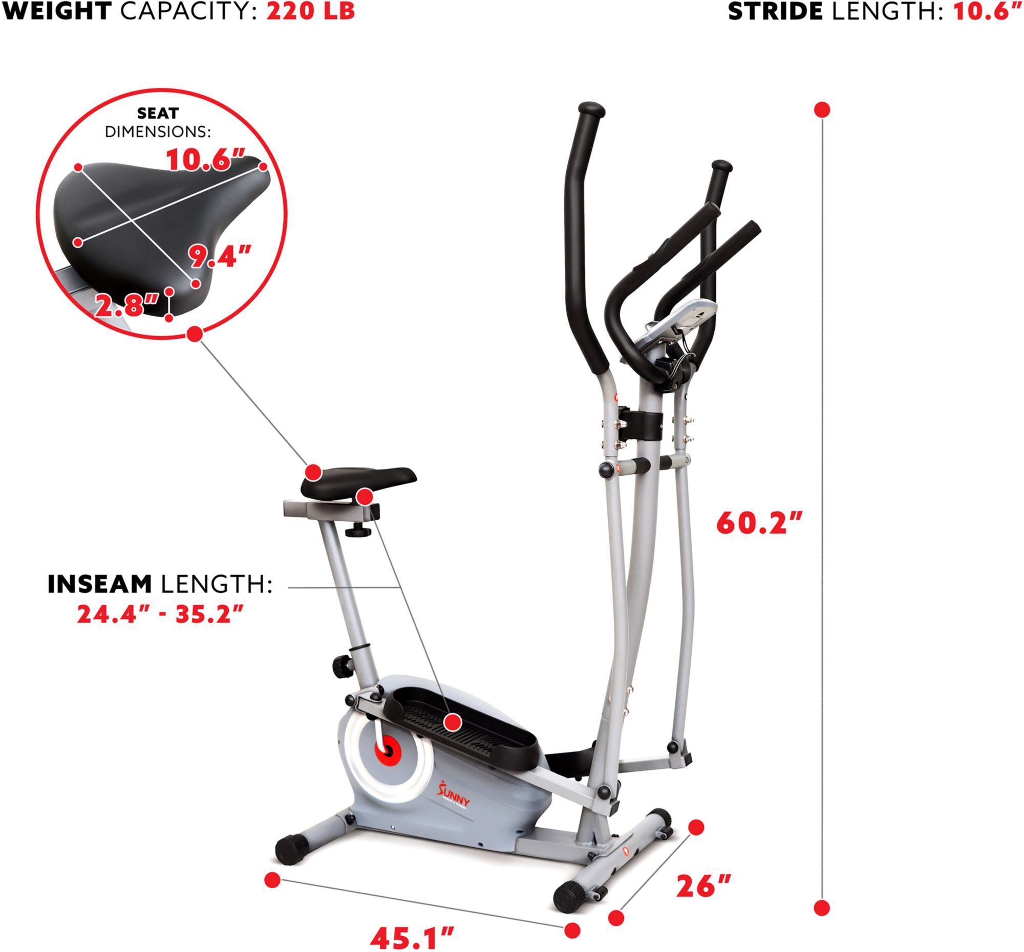 Sunny Health & Fitness Smart Compact Sit And Stand Elliptical With Magnetic Resistance product image