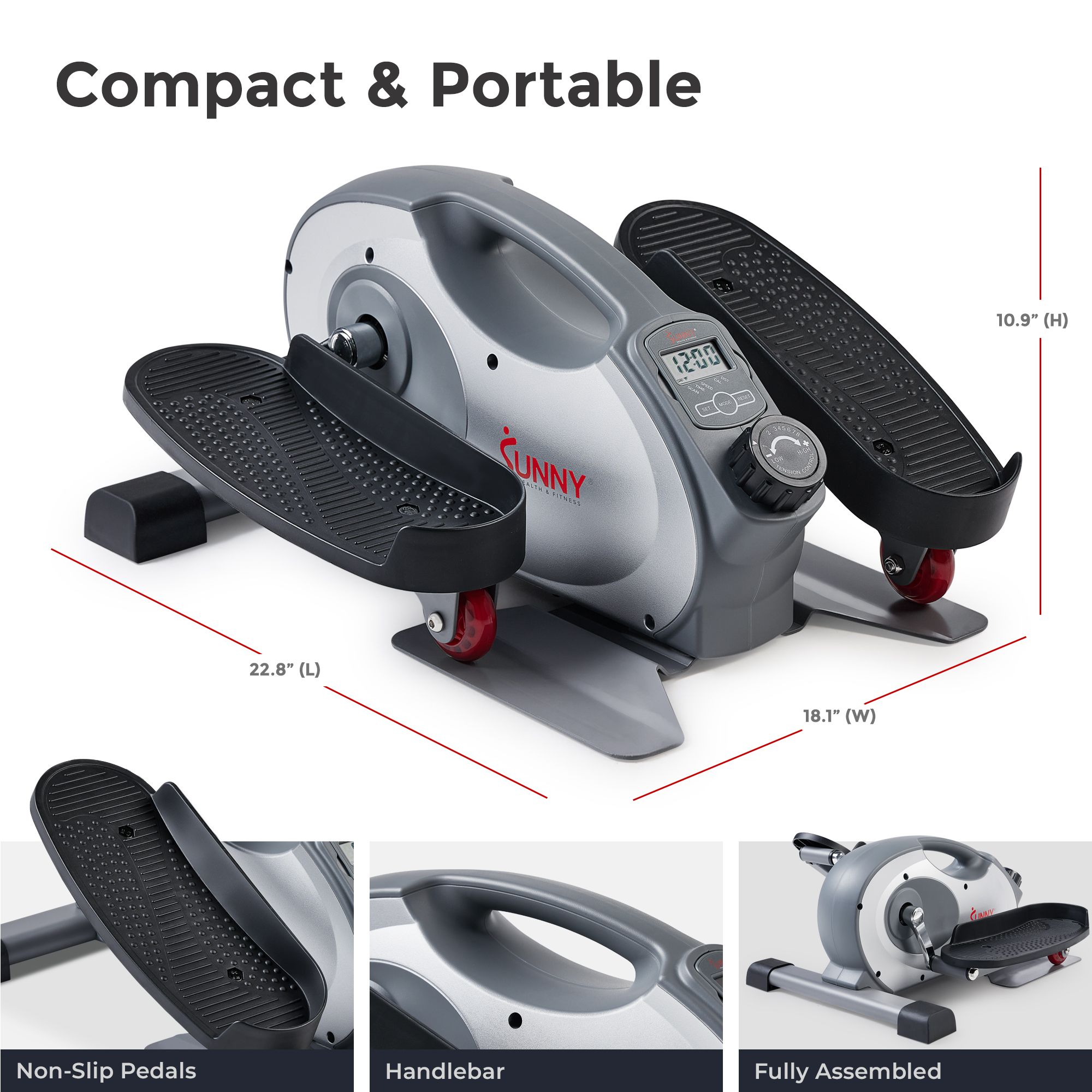 Sunny Health & Fitness Smart Compact Magnetic Under Desk Elliptical product image