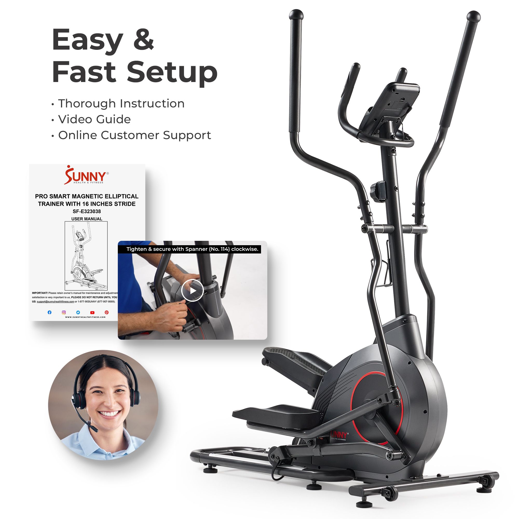 Sunny Health & Fitness Smart Magnetic Elliptical product image
