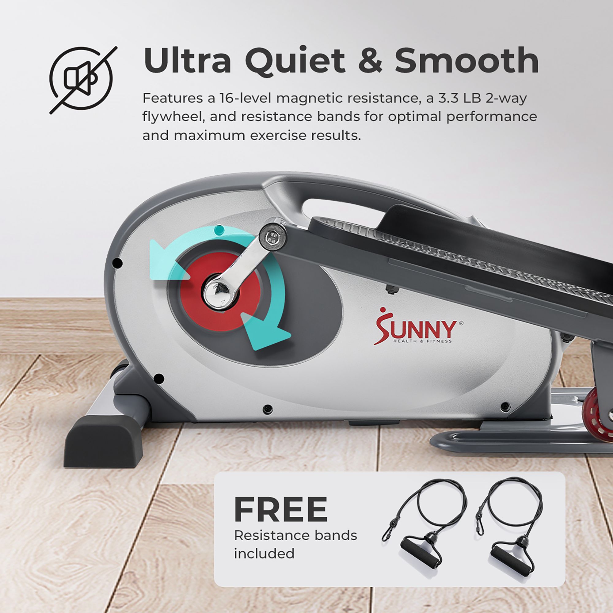 Sunny Health & Fitness Magnetic Elliptical with Bands product image