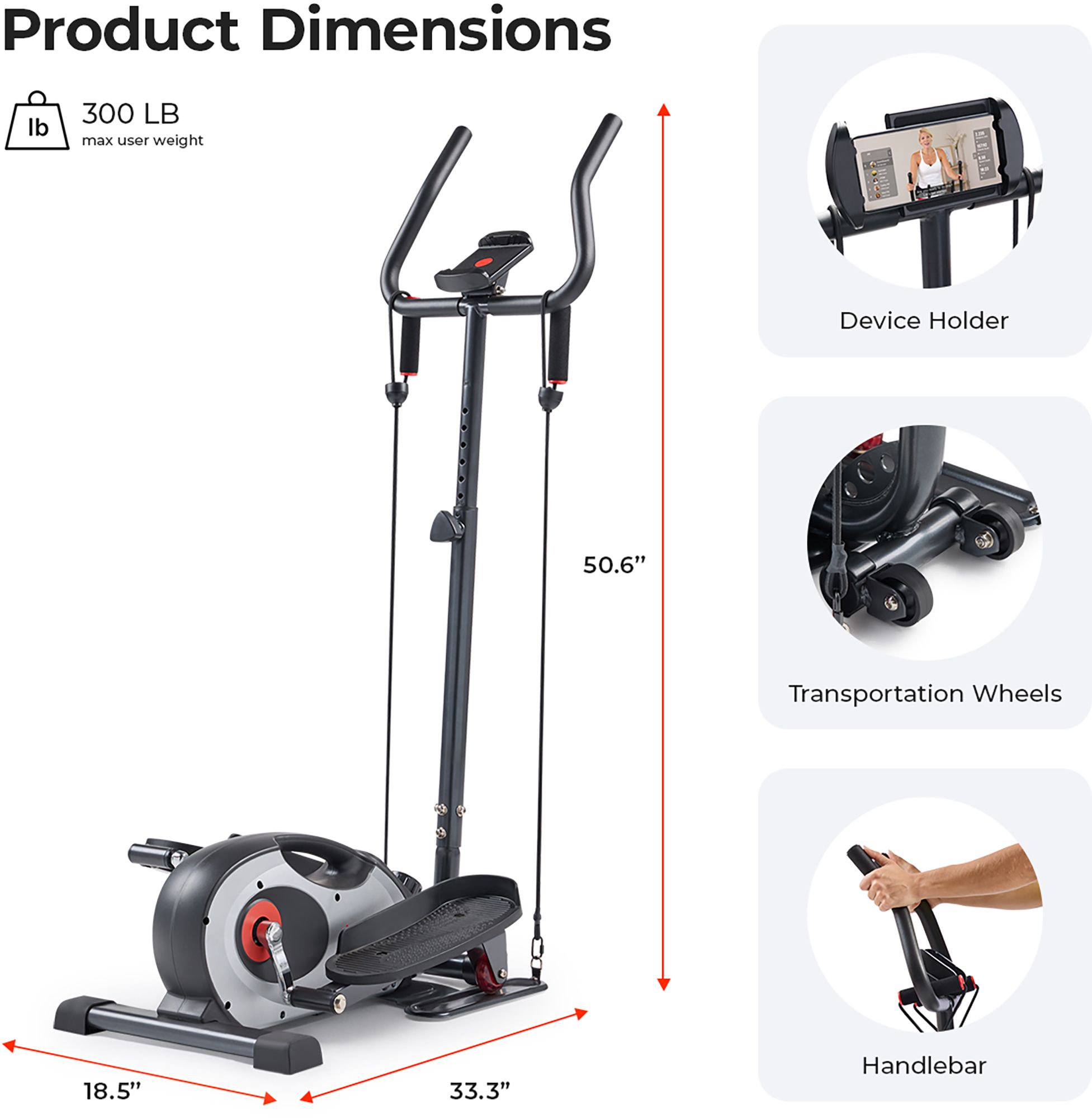 Sunny Health & Fitness Compact Magnetic Elliptical product image