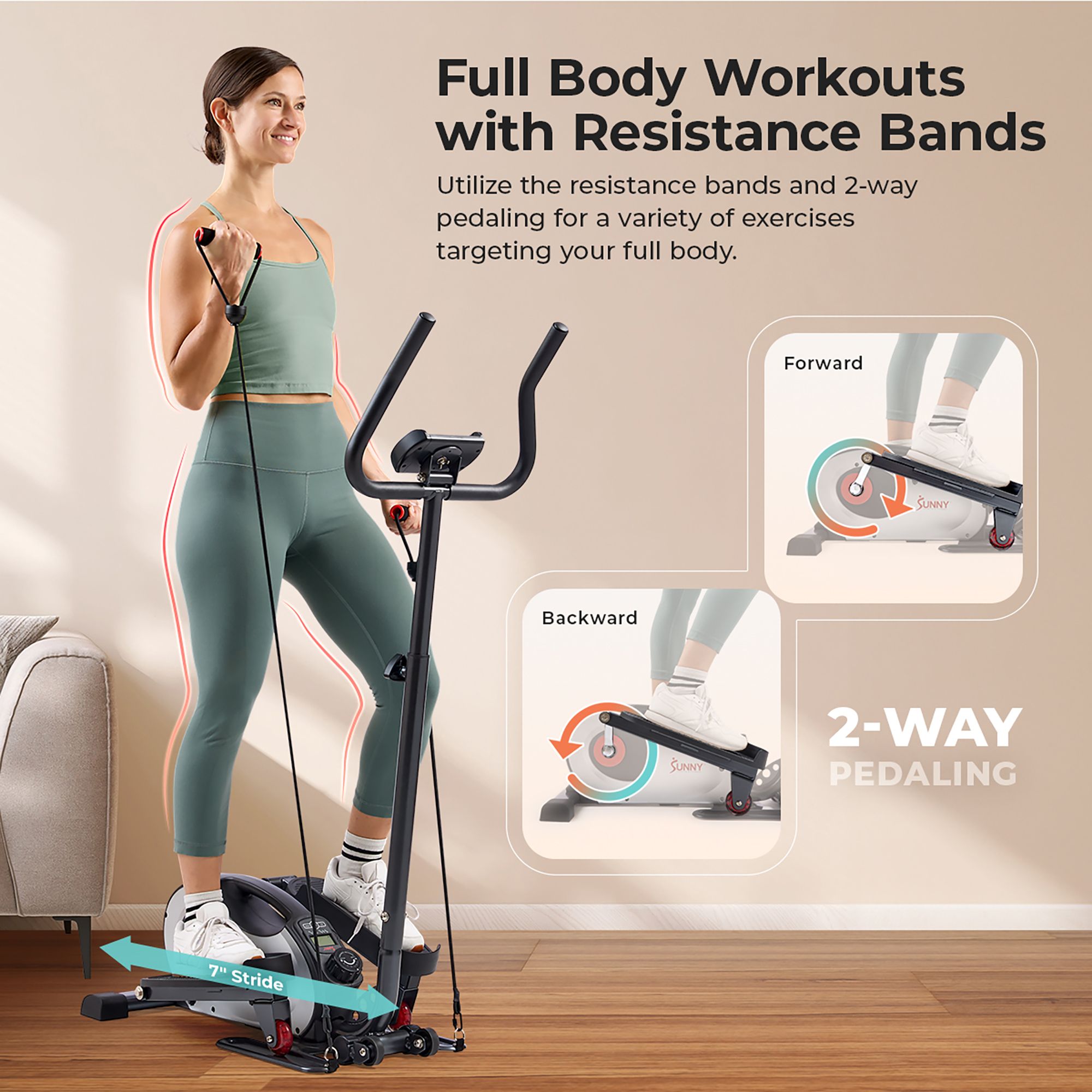 Sunny Health & Fitness Compact Magnetic Elliptical product image
