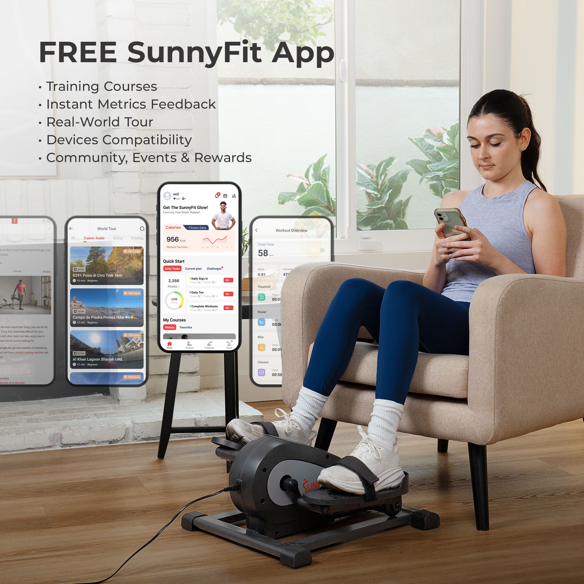 Sunny Health & Fitness Motorized Mini Elliptical product image
