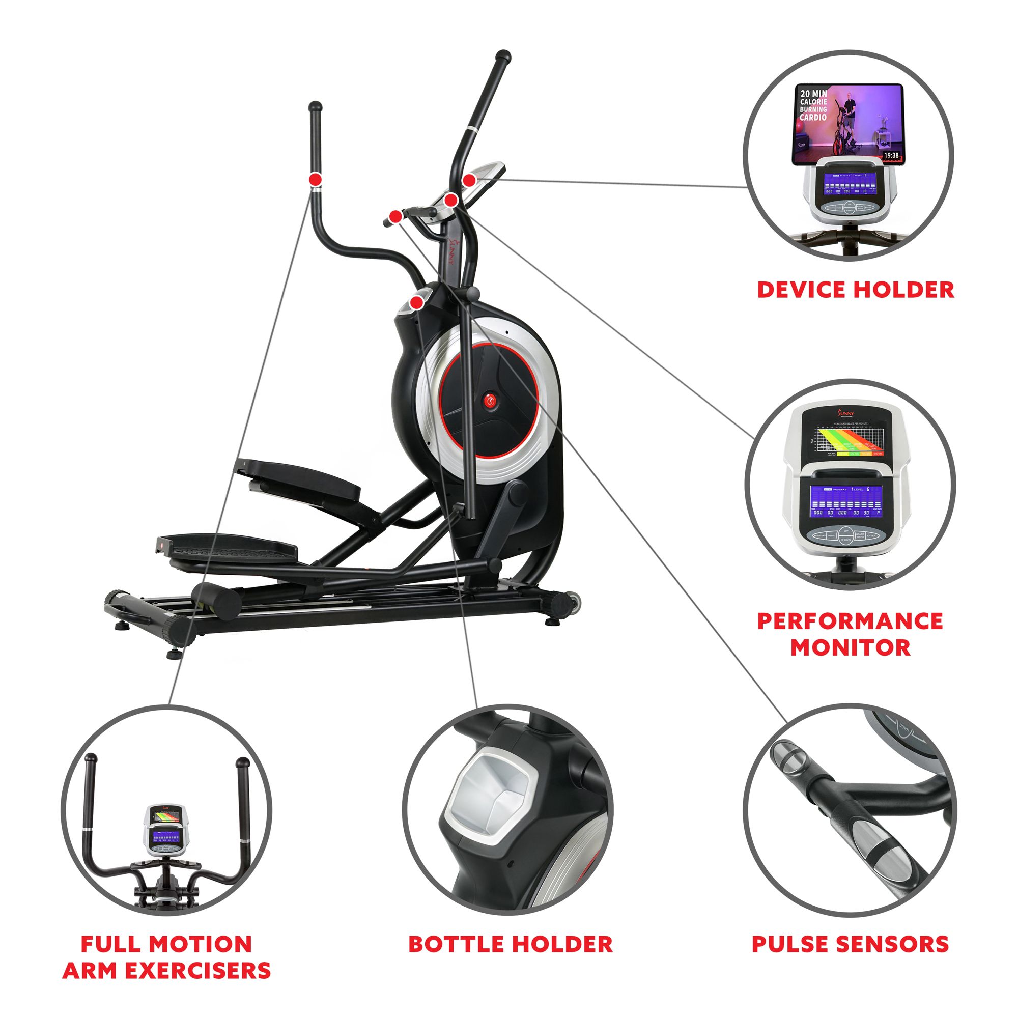 Sunny Health & Fitness Motorized Elliptical Trainer product image
