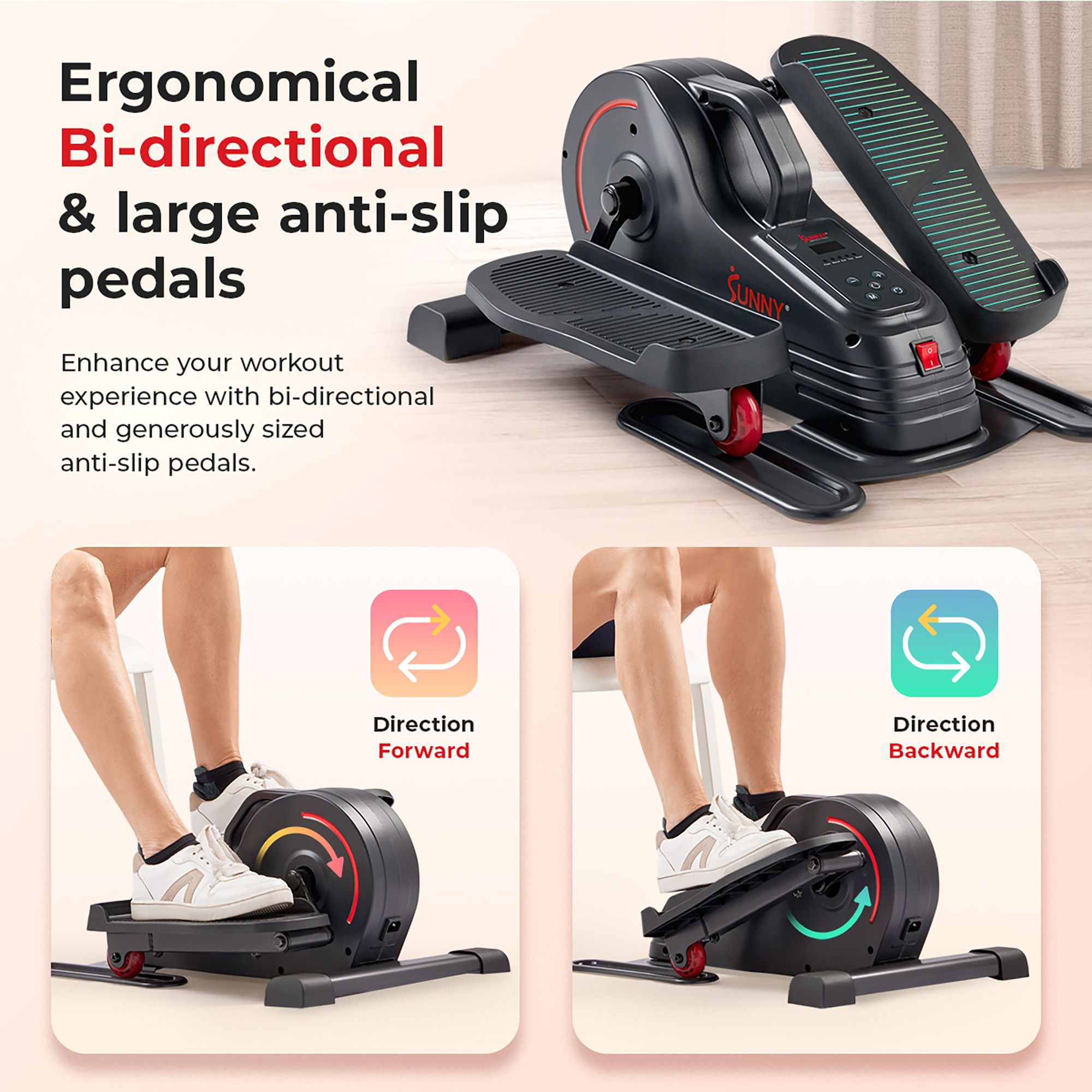 Sunny Health & Fitness Smart Motorized Under Desk Mini Elliptical product image