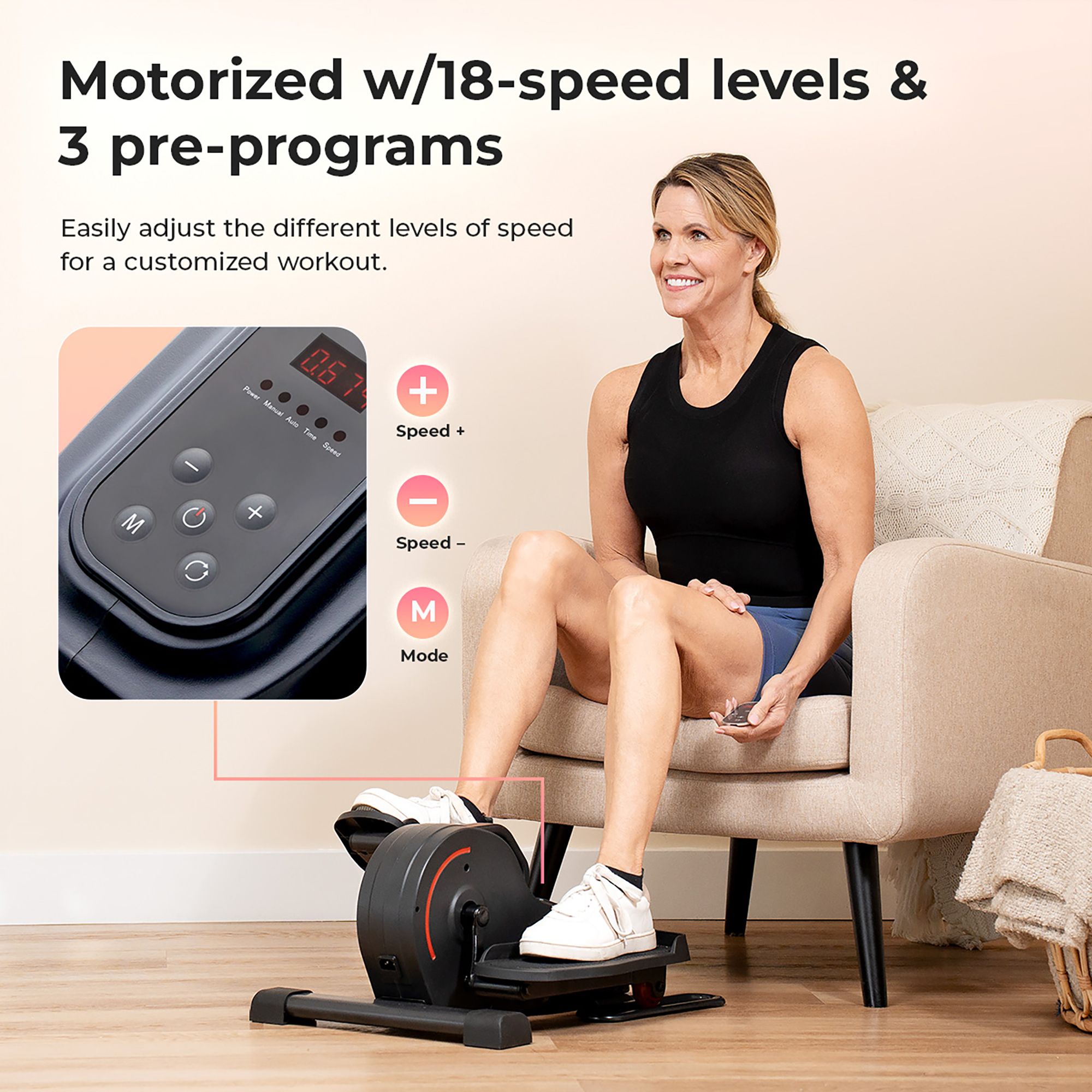 Sunny Health & Fitness Smart Motorized Under Desk Mini Elliptical product image