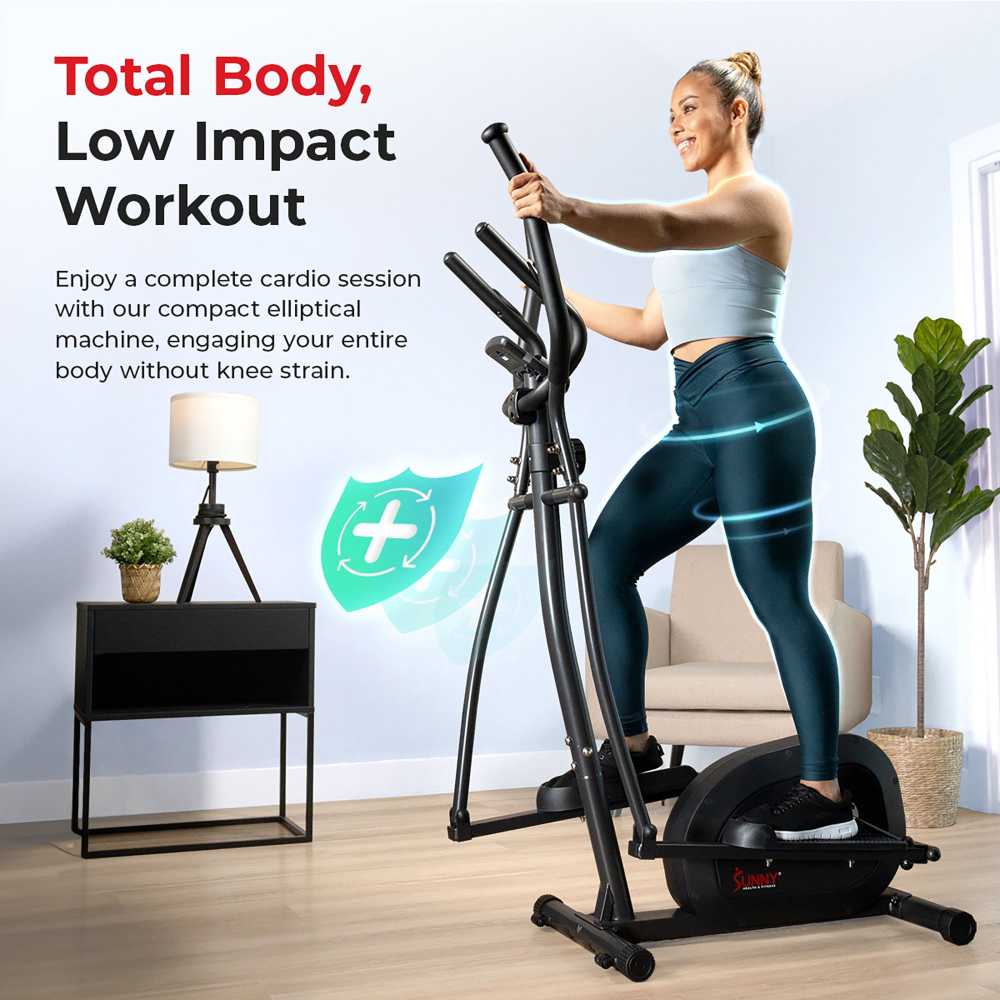 Sunny Health & Fitness Smart Compact Magnetic Elliptical With Quiet Magnetic Belt System product image