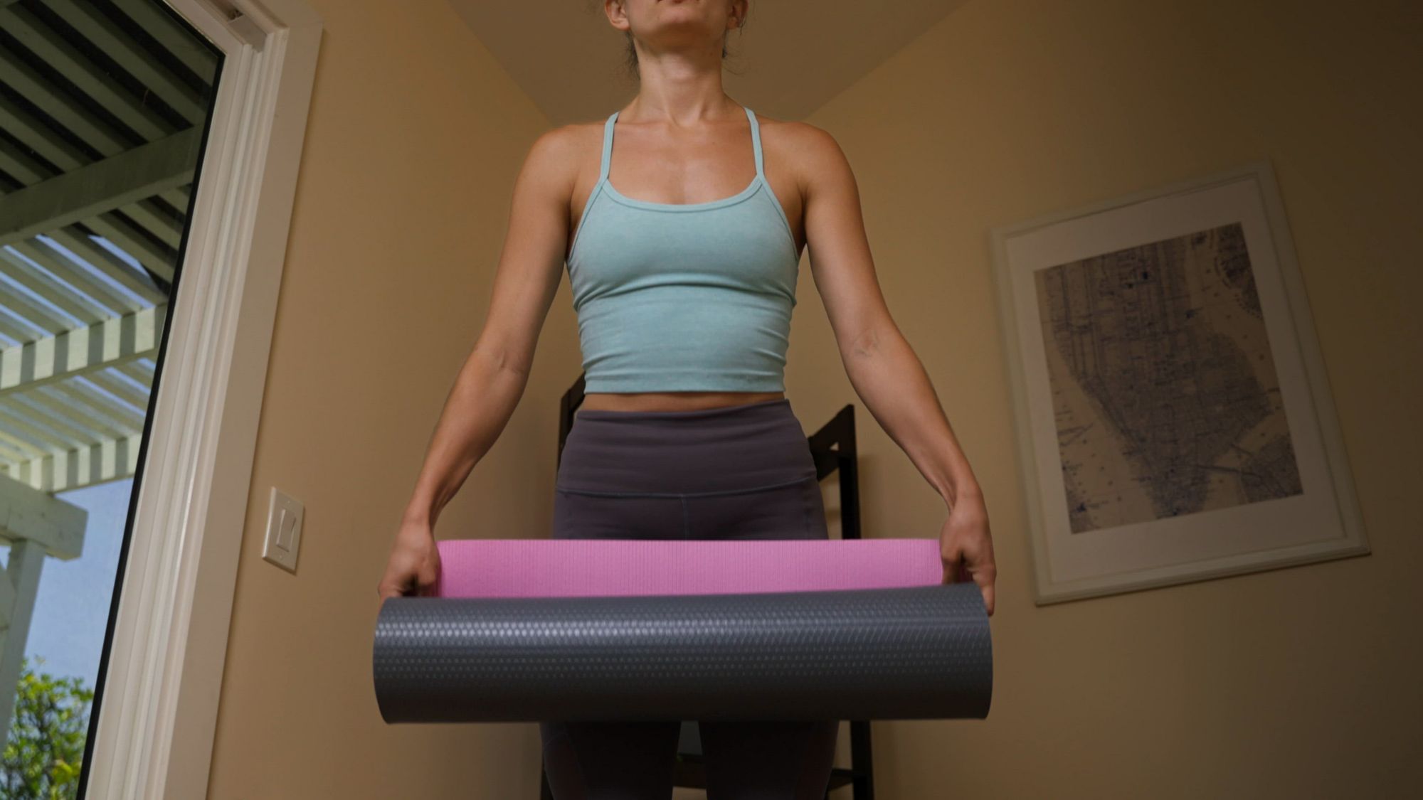 Sunny Health & Fitness Anti-Slip Dual Color Yoga Mat product