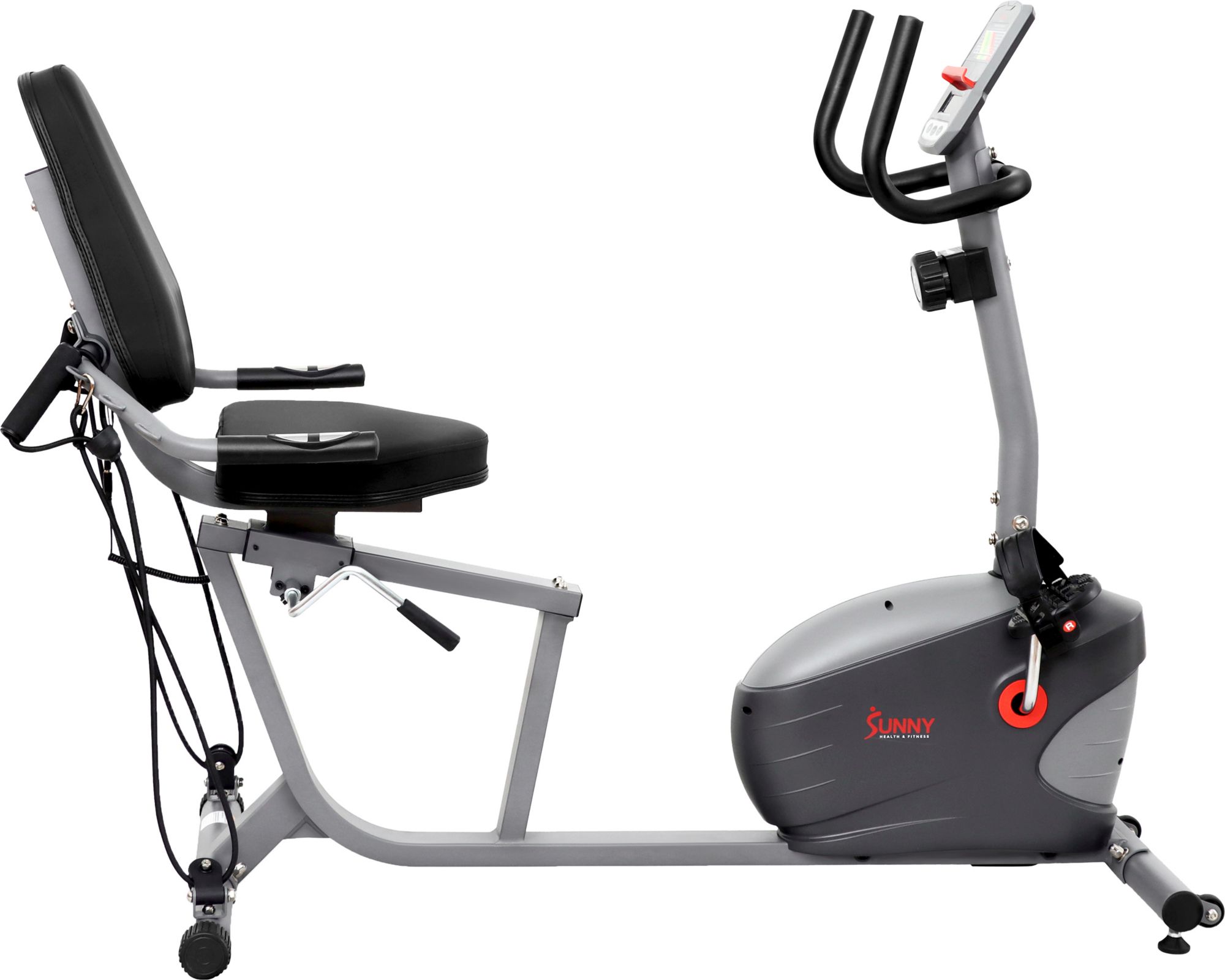 Sunny Health & Fitness Smart Recumbent Bike With Resistance Bands product image