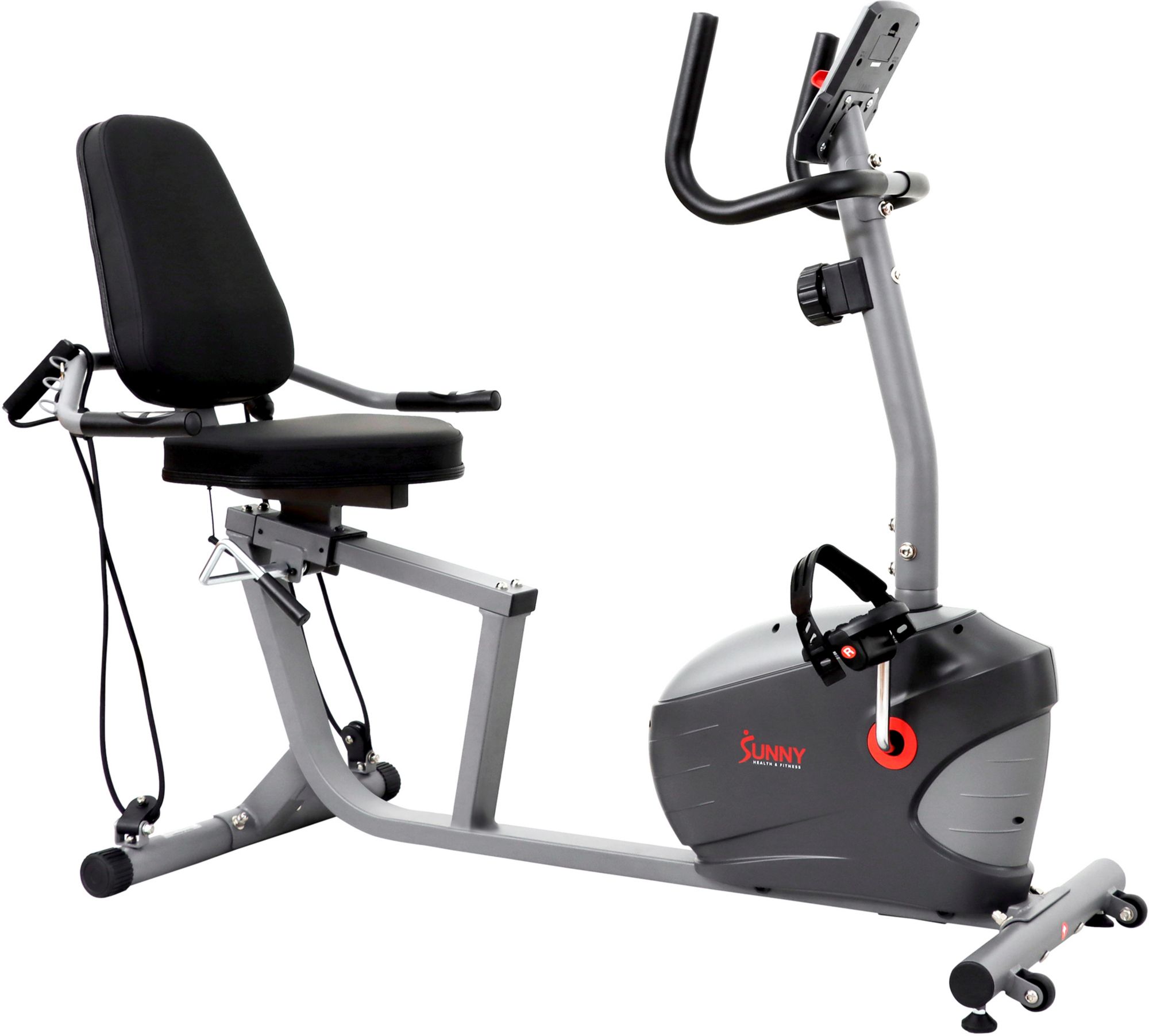 Sunny Health & Fitness Smart Recumbent Bike With Resistance Bands product image