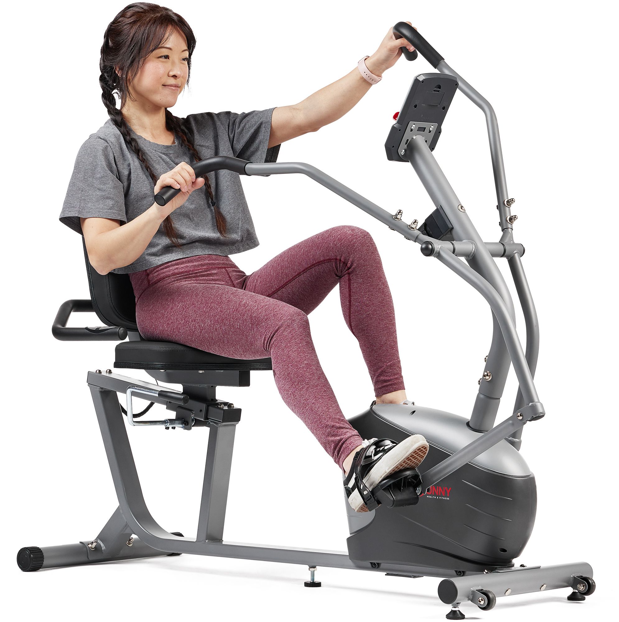 Sunny Health & Fitness Smart Magnetic Recumbent Bike With Arm Excercisers product image