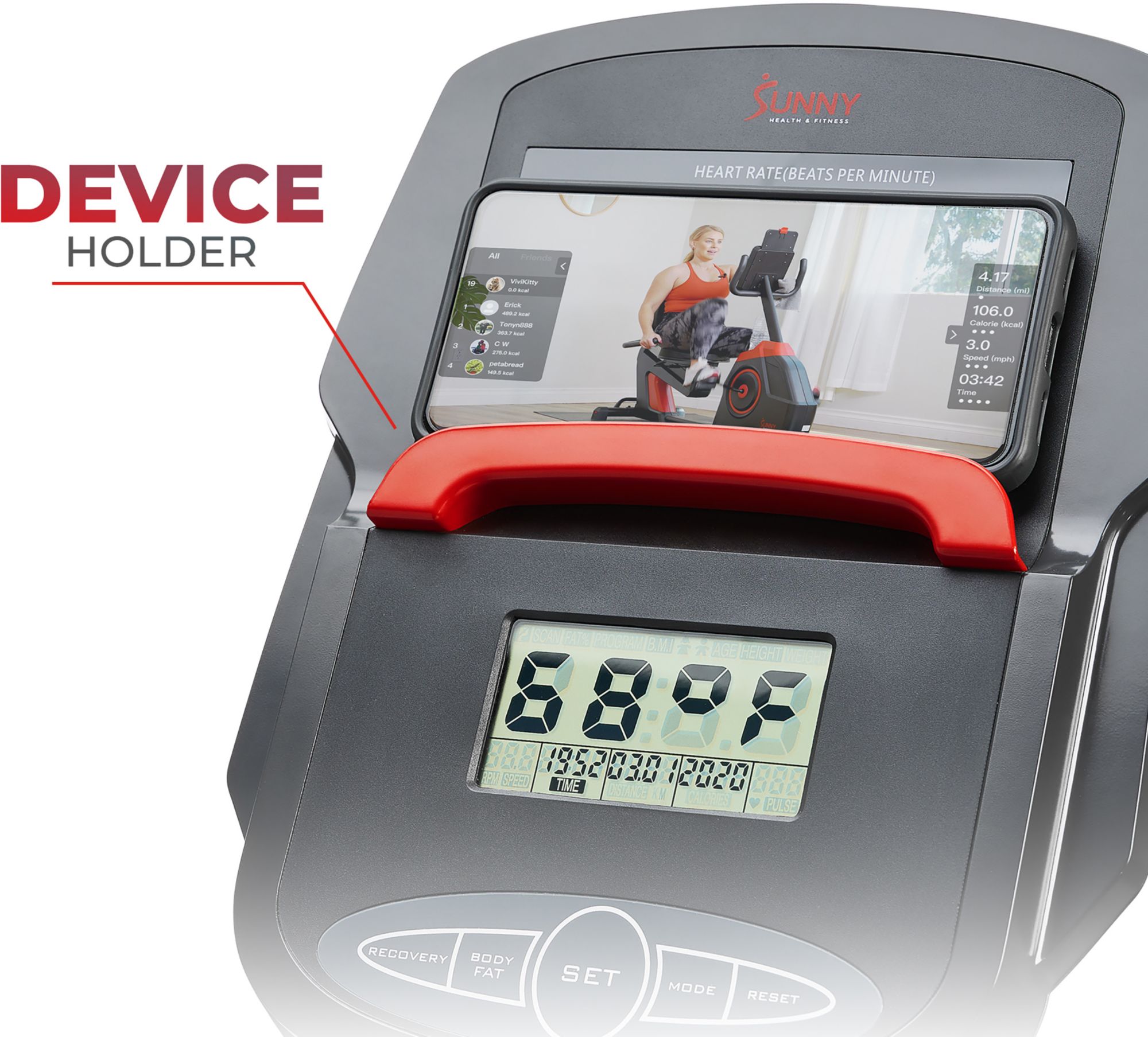 Sunny Health & Fitness Elite Smart Recumbent Bike With 12 Levels Of Magnetic Resistance product image