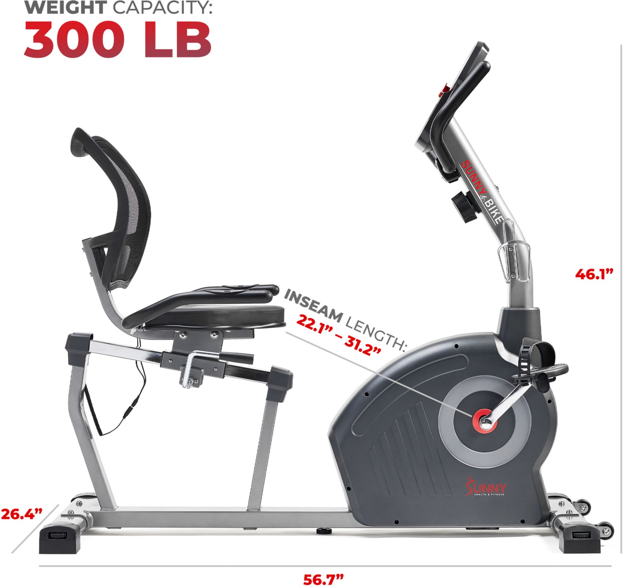 Sunny Health & Fitness Elite Smart Recumbent Bike With 12 Levels Of Magnetic Resistance product image