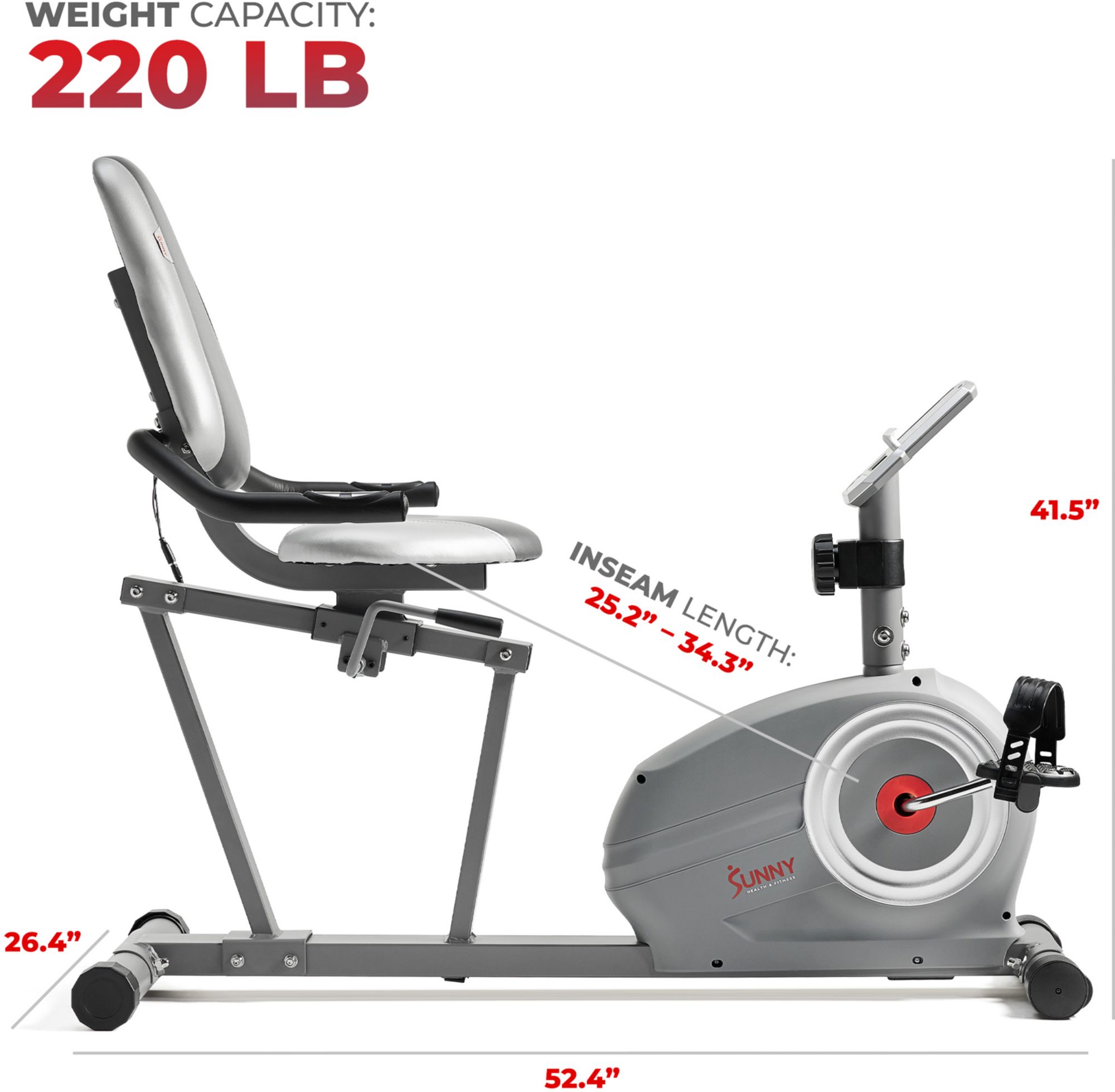 Sunny Health & Fitness Essential Smart Recumbent Bike product image