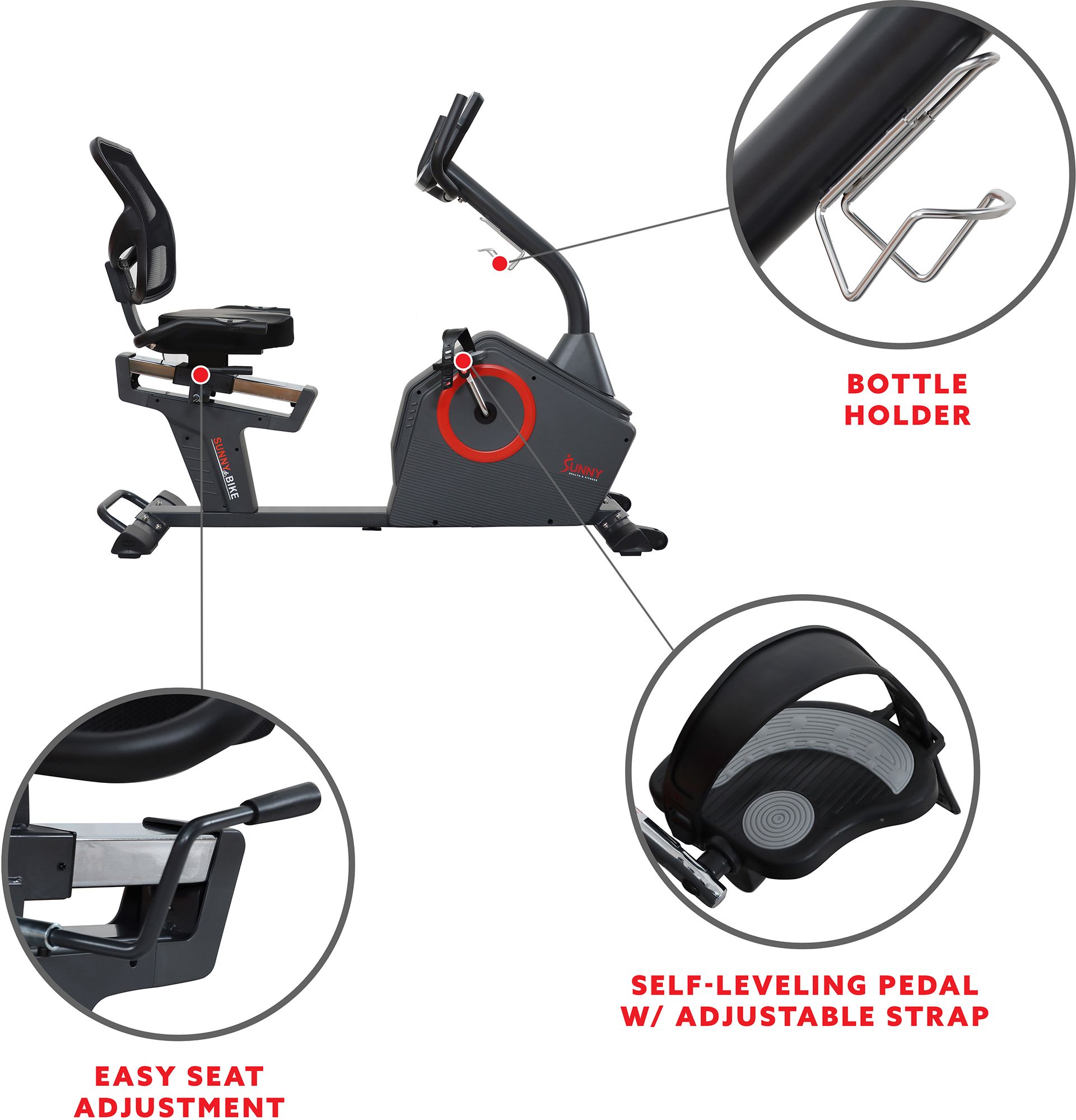 Sunny Health and Fitness Premium Smart Recumbent Bike