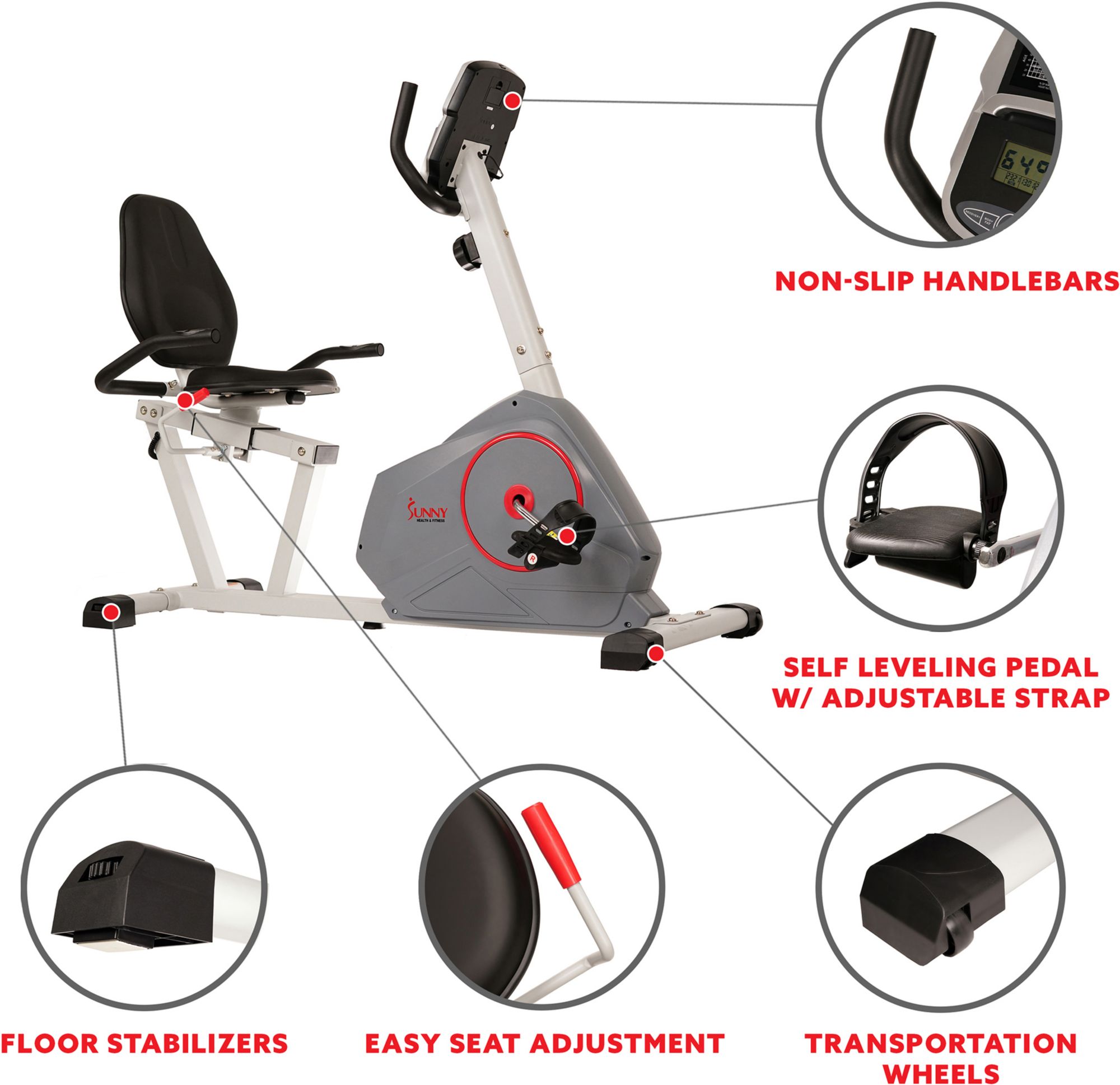Sunny Health & Fitness Magnetic Recumbent Bike product image