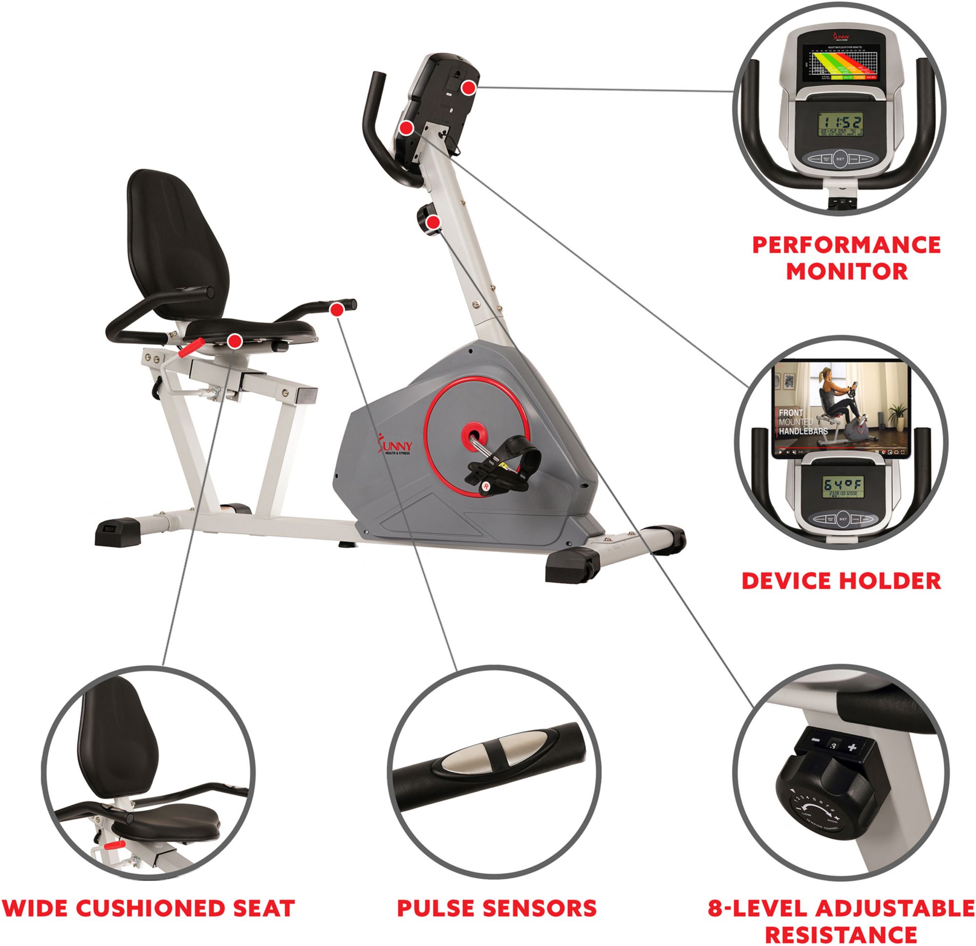 Sunny Health & Fitness Magnetic Recumbent Bike product image