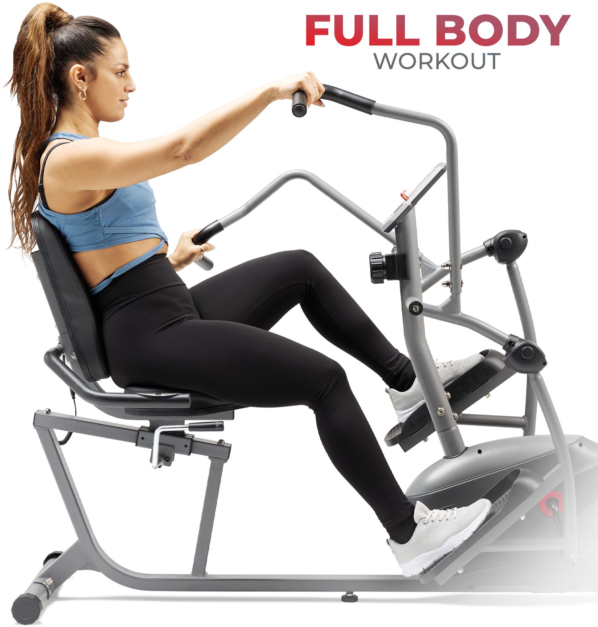 Sunny Health & Fitness Smart Magnetic Recumbent Elliptical Cross Trainer product image