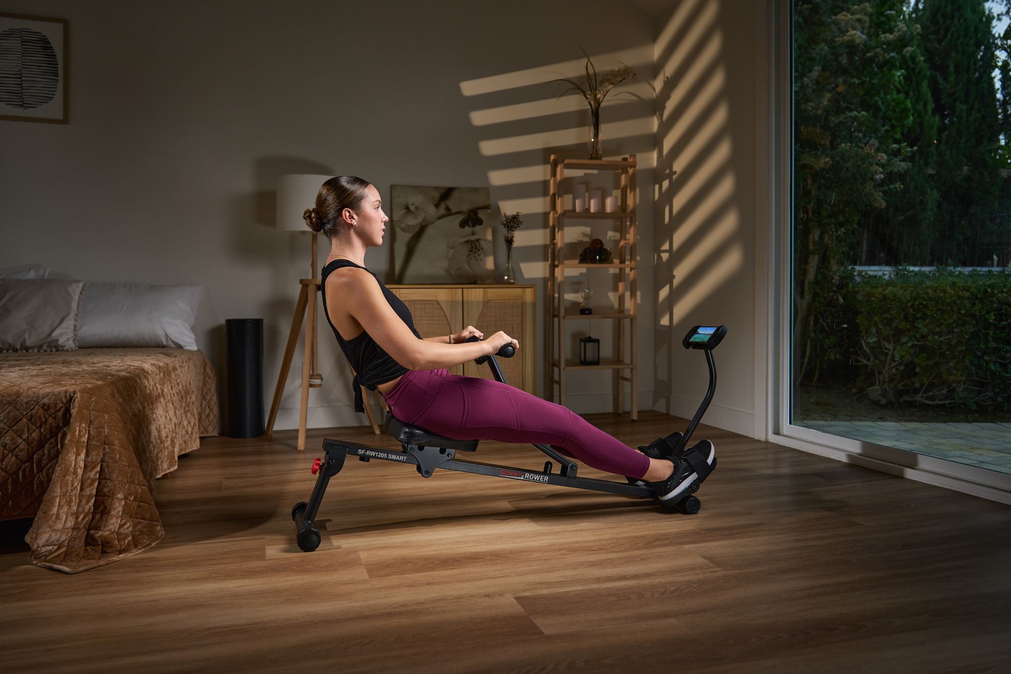 Sunny Health & Fitness Smart Compact Adjustable Hydraulic Rowing Machine product image