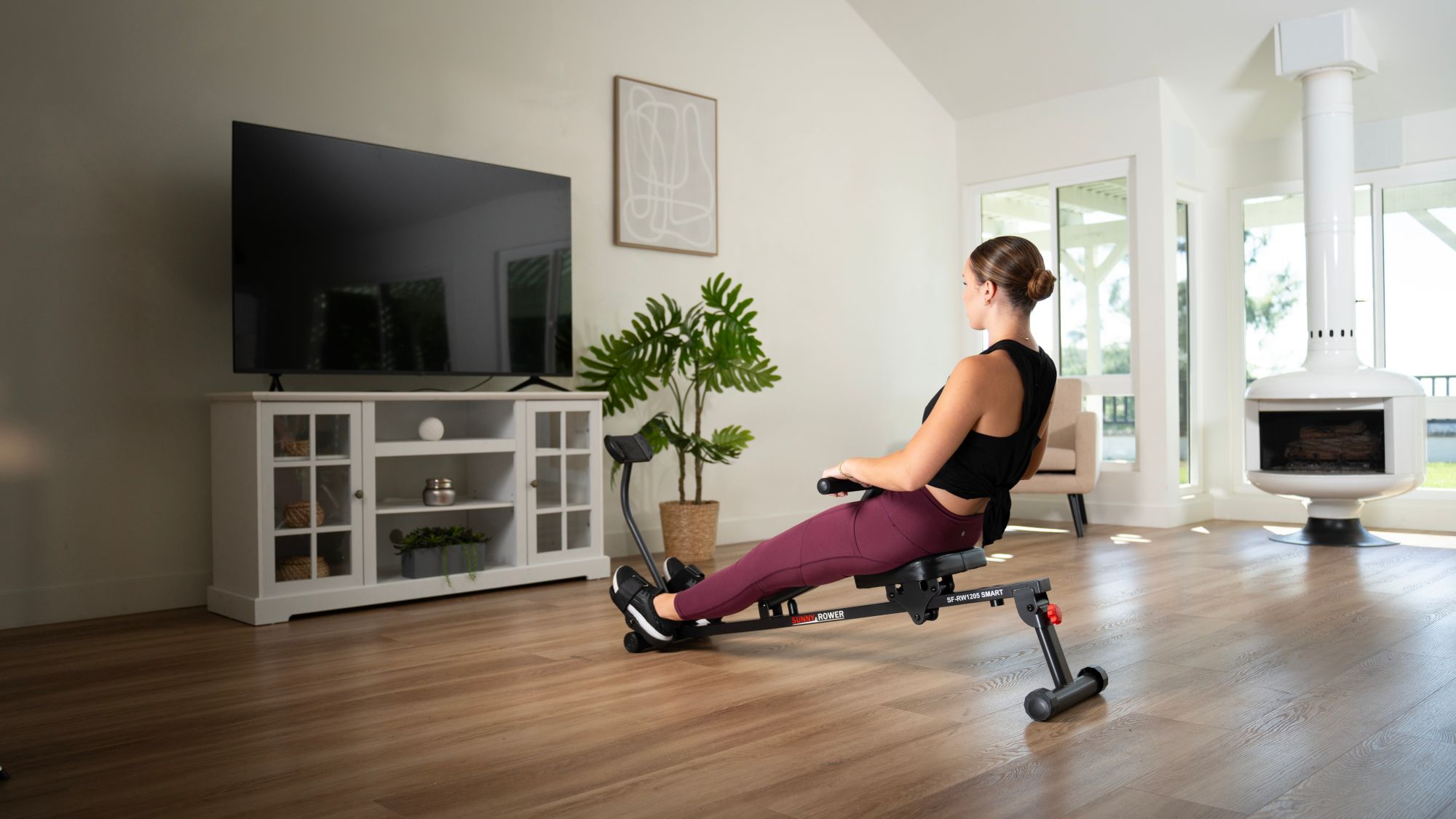 Sunny Health & Fitness Smart Compact Adjustable Hydraulic Rowing Machine product image