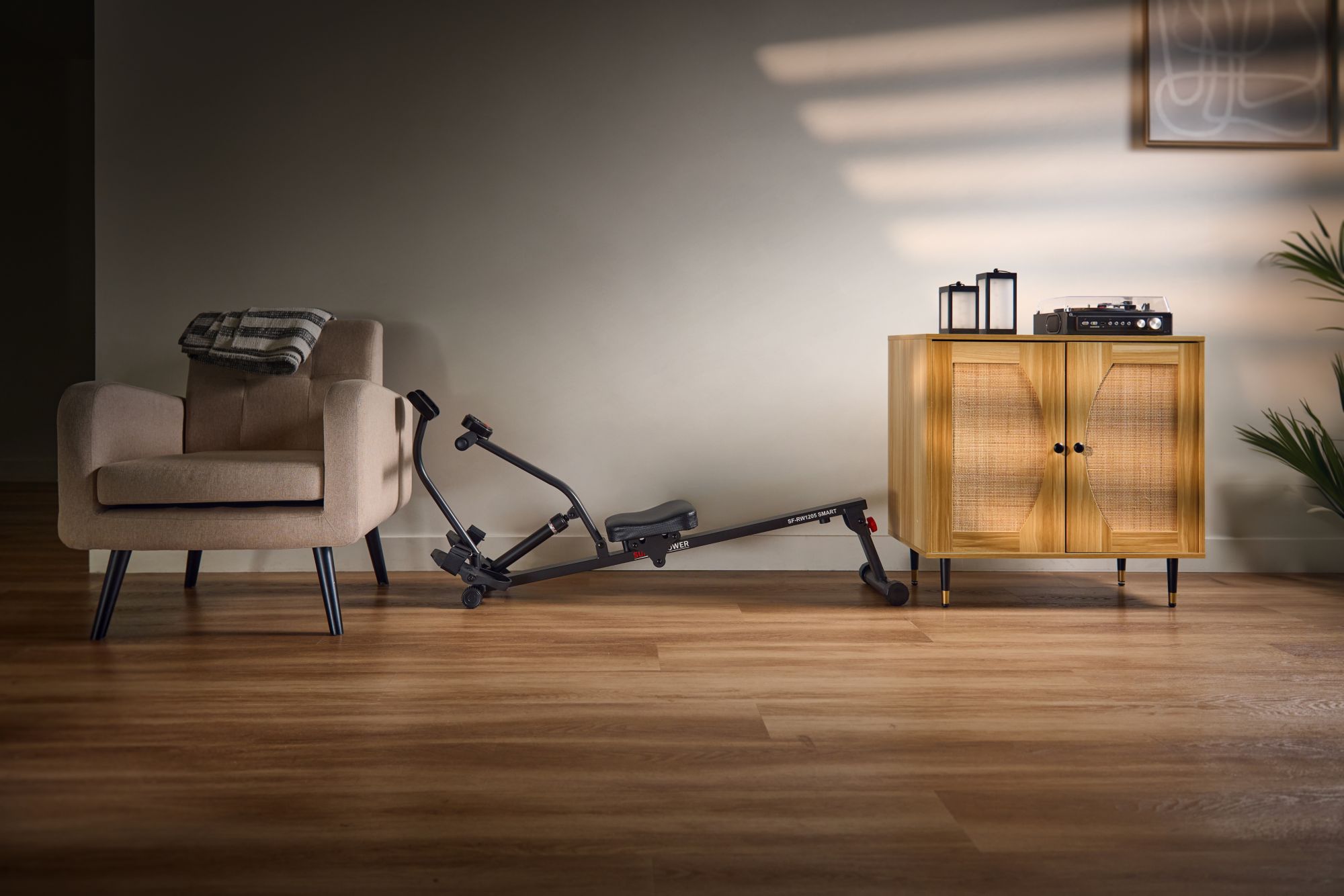 Sunny Health & Fitness Smart Compact Adjustable Hydraulic Rowing Machine product image