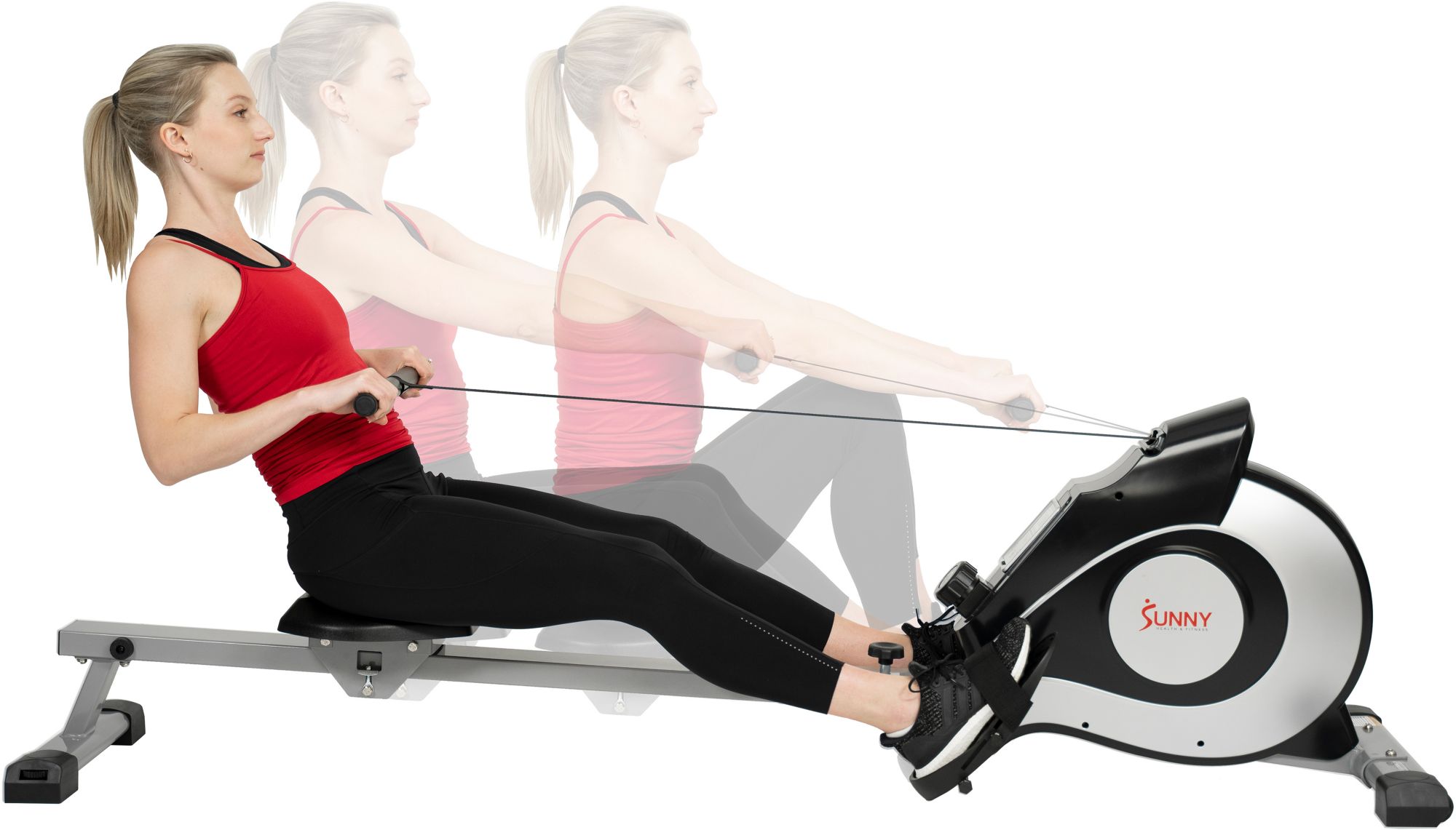 Sunny Health & Fitness Magnetic Rower Machine, Silver product image
