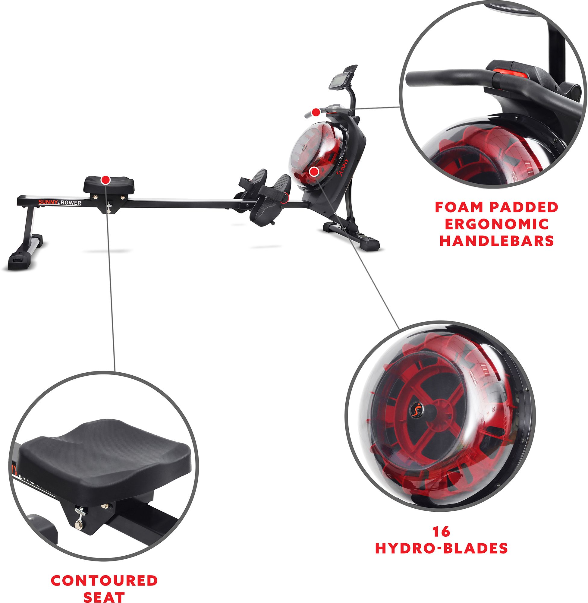 Sunny Health & Fitness Magnetic Water Rowing Machine product image