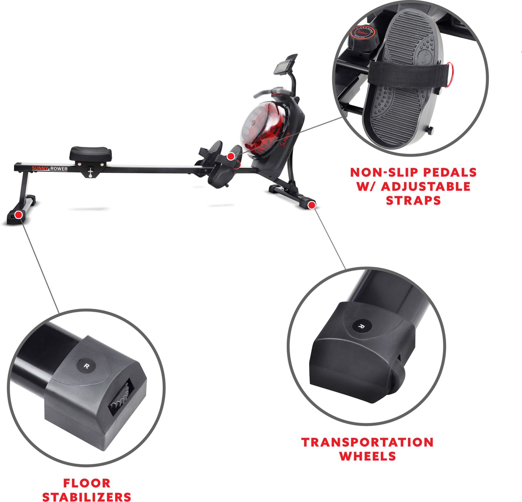 Sunny Health & Fitness Magnetic Water Rowing Machine product image