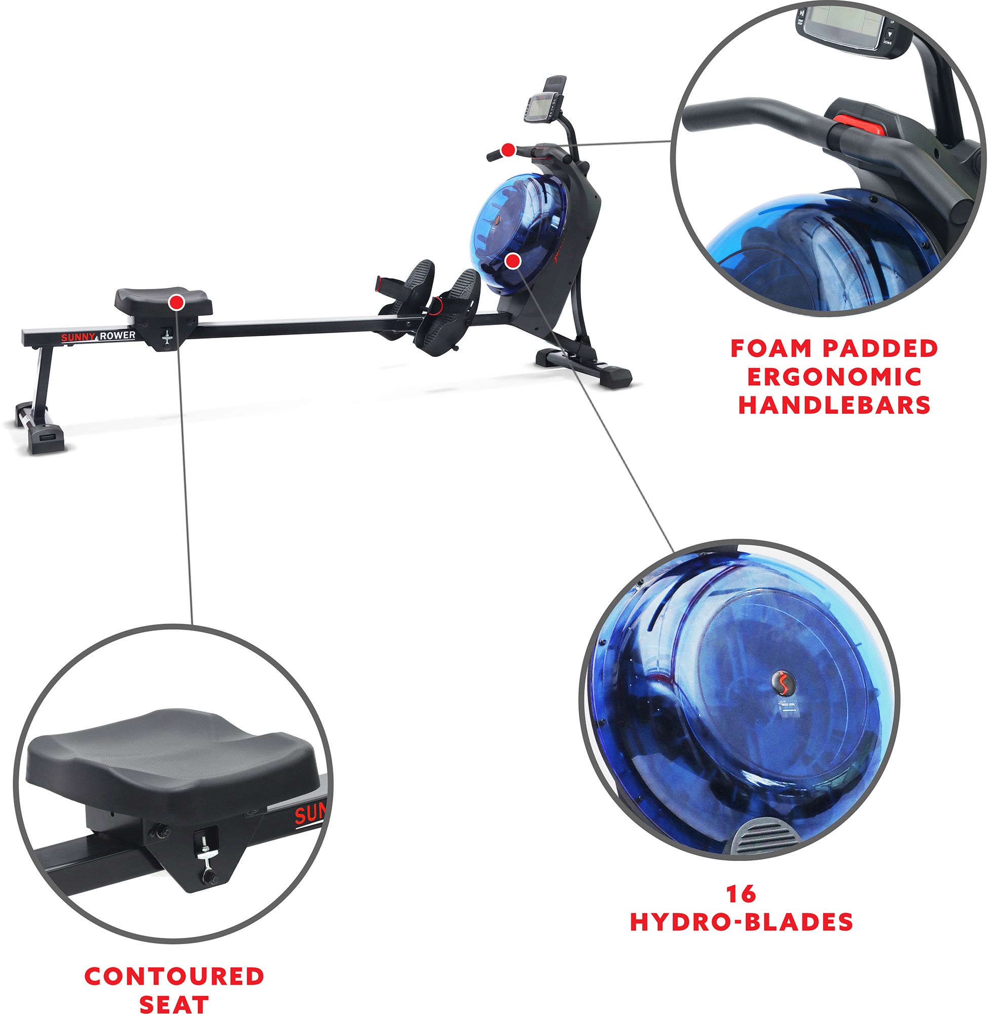 Sunny Health & Fitness Magnetic Water Rowing Machine product image