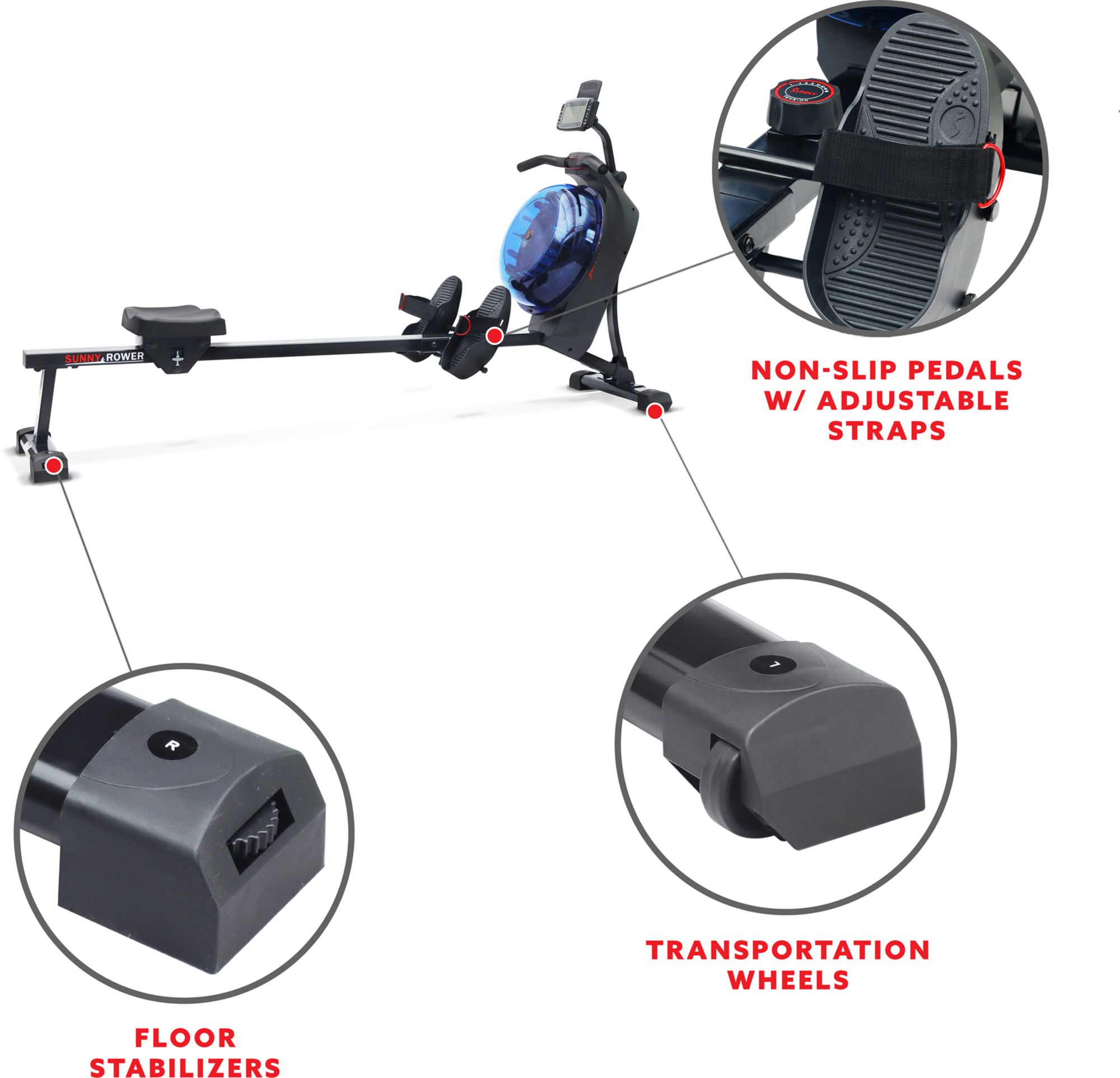 Sunny Health & Fitness Magnetic Water Rowing Machine product image