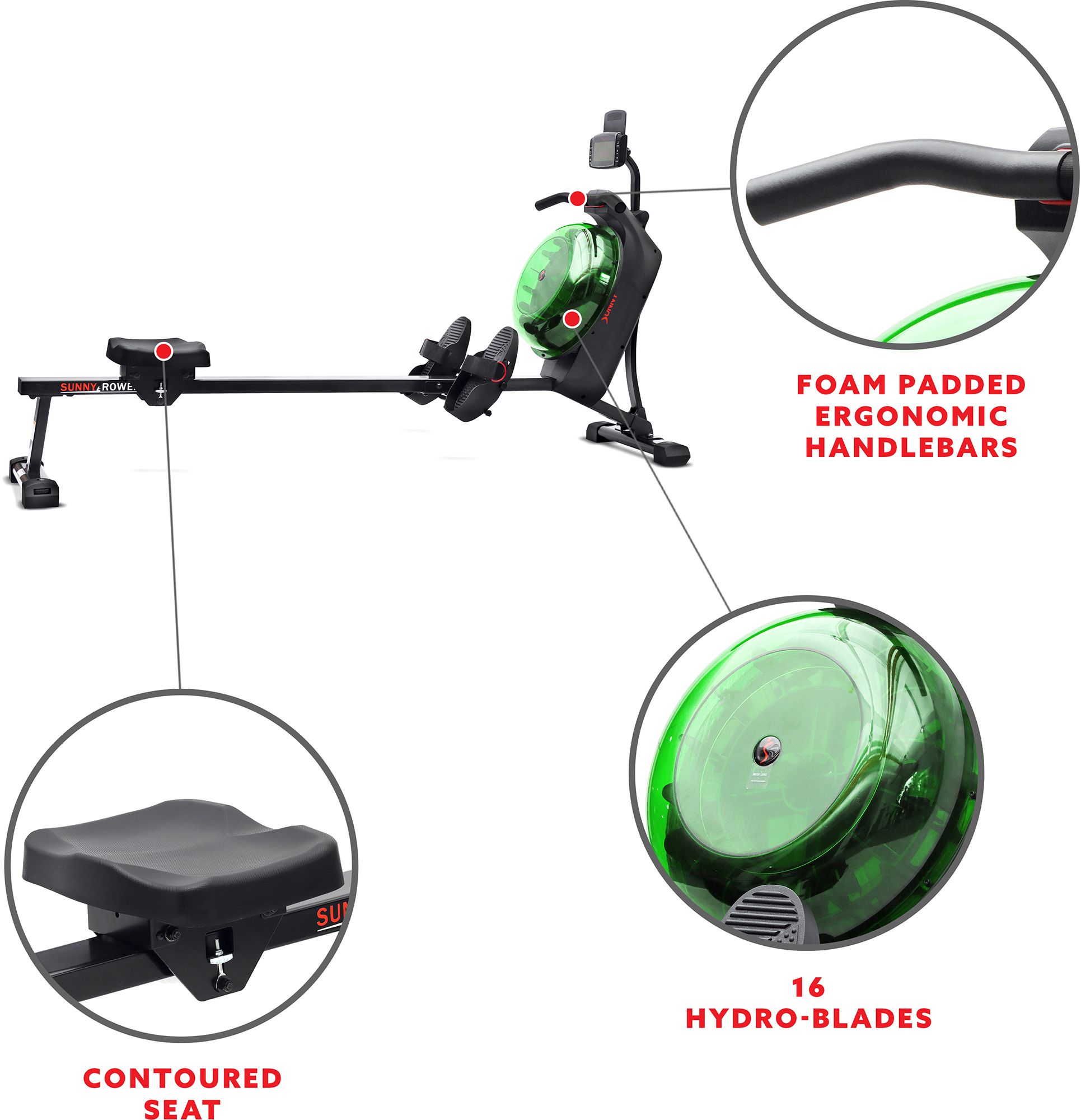 Sunny Health & Fitness Magnetic Water Rowing Machine product image