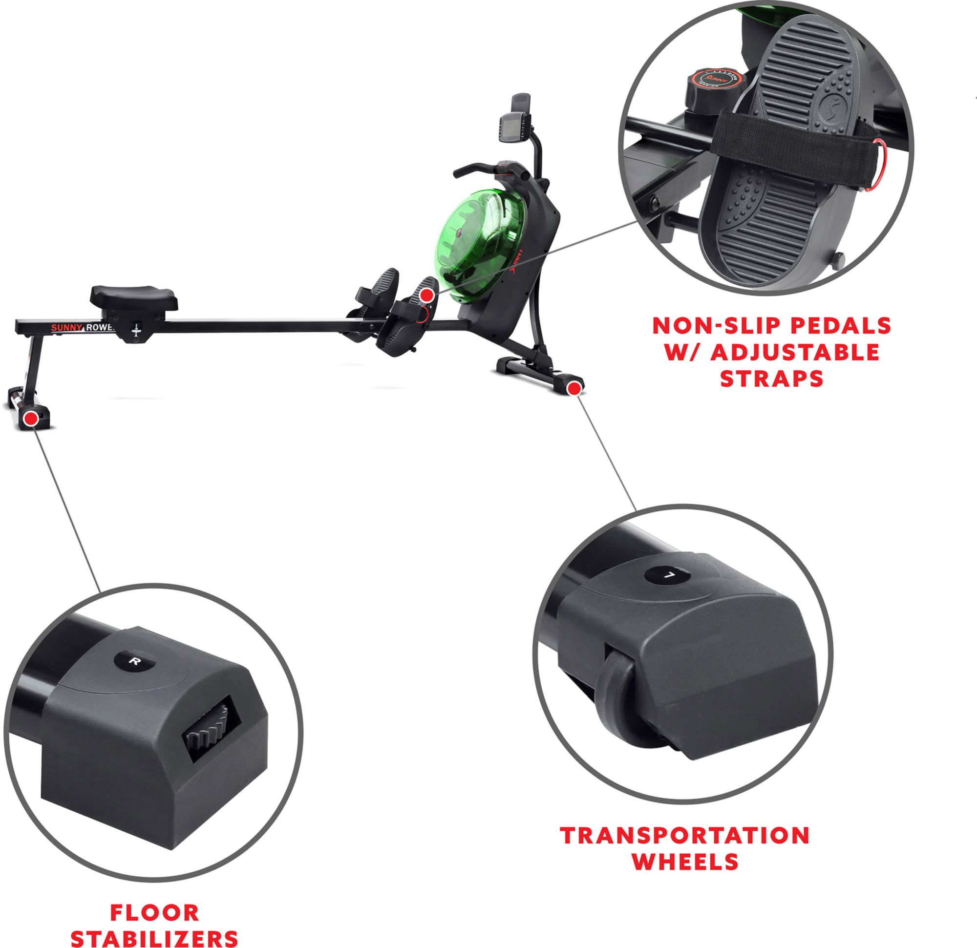 Sunny Health & Fitness Magnetic Water Rowing Machine product image