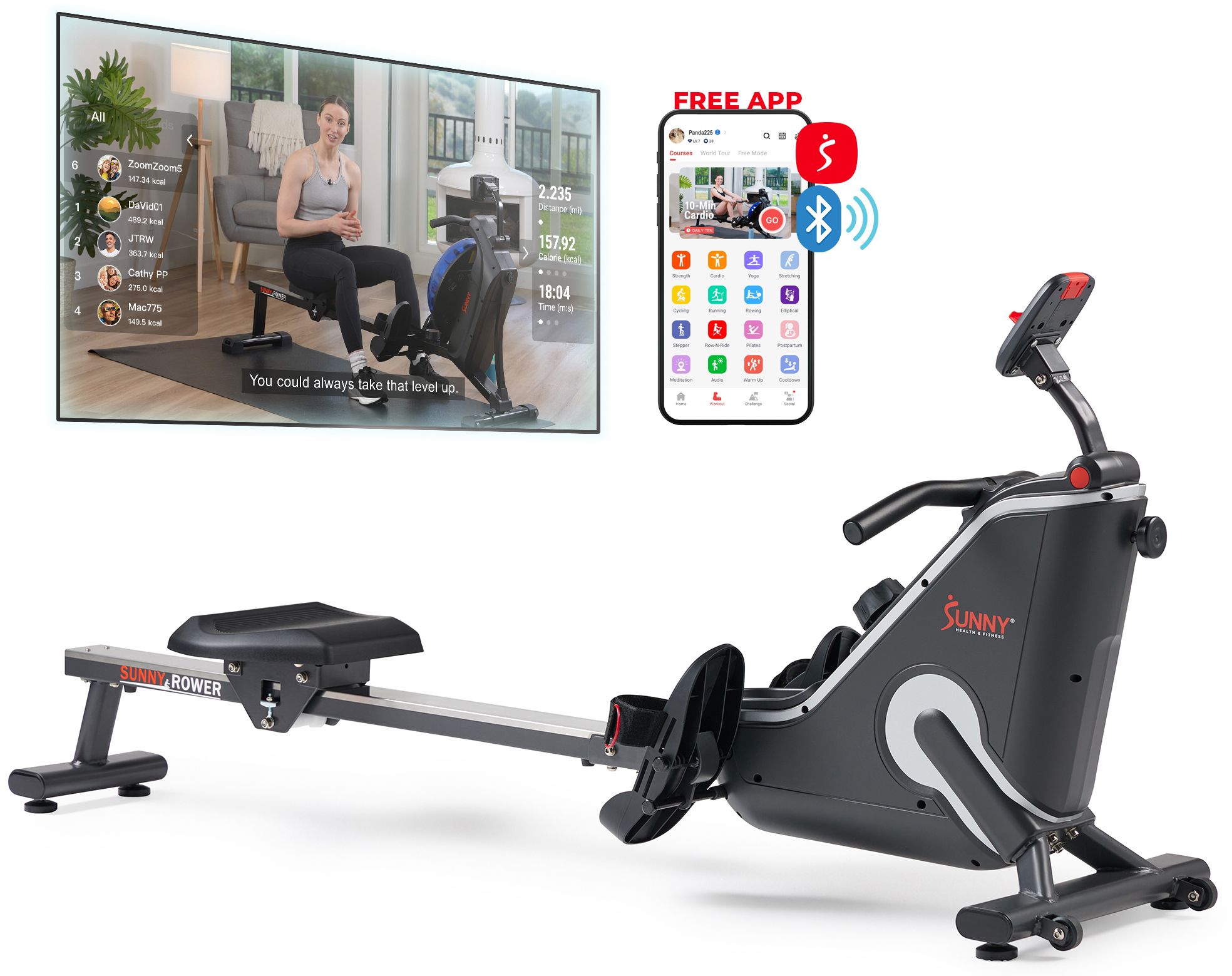 Sunny Health & Fitness Smart Corezy Rower product image