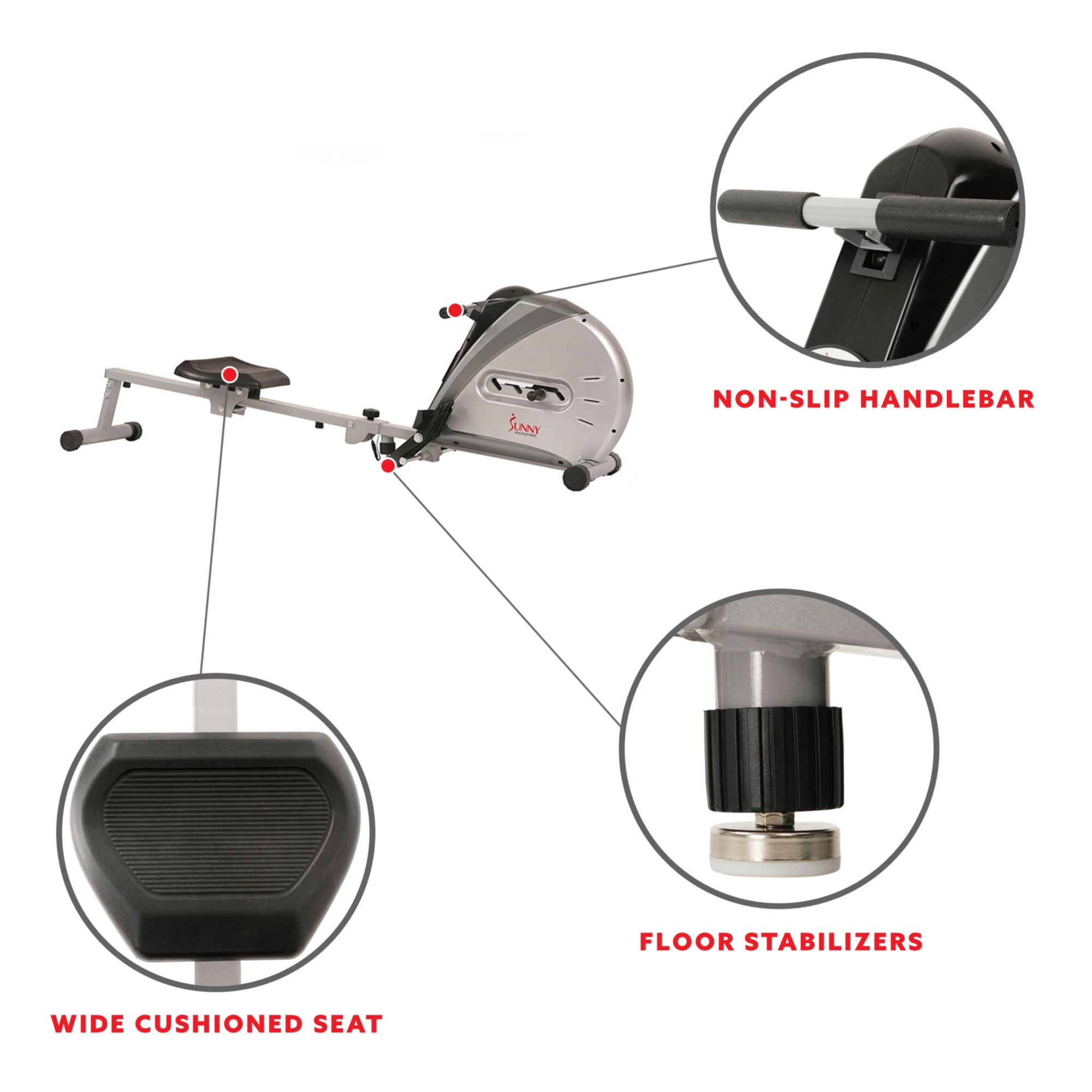 Sunny Health & Fitness Elastic Cord Rowing Machine product image