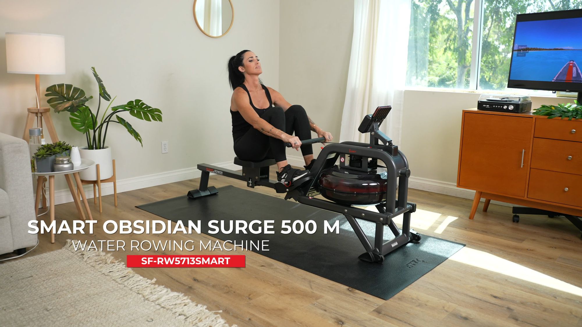 Sunny Health & Fitness Smart Obsidian 500 M Water Rowing Machine With Performance Monitor product