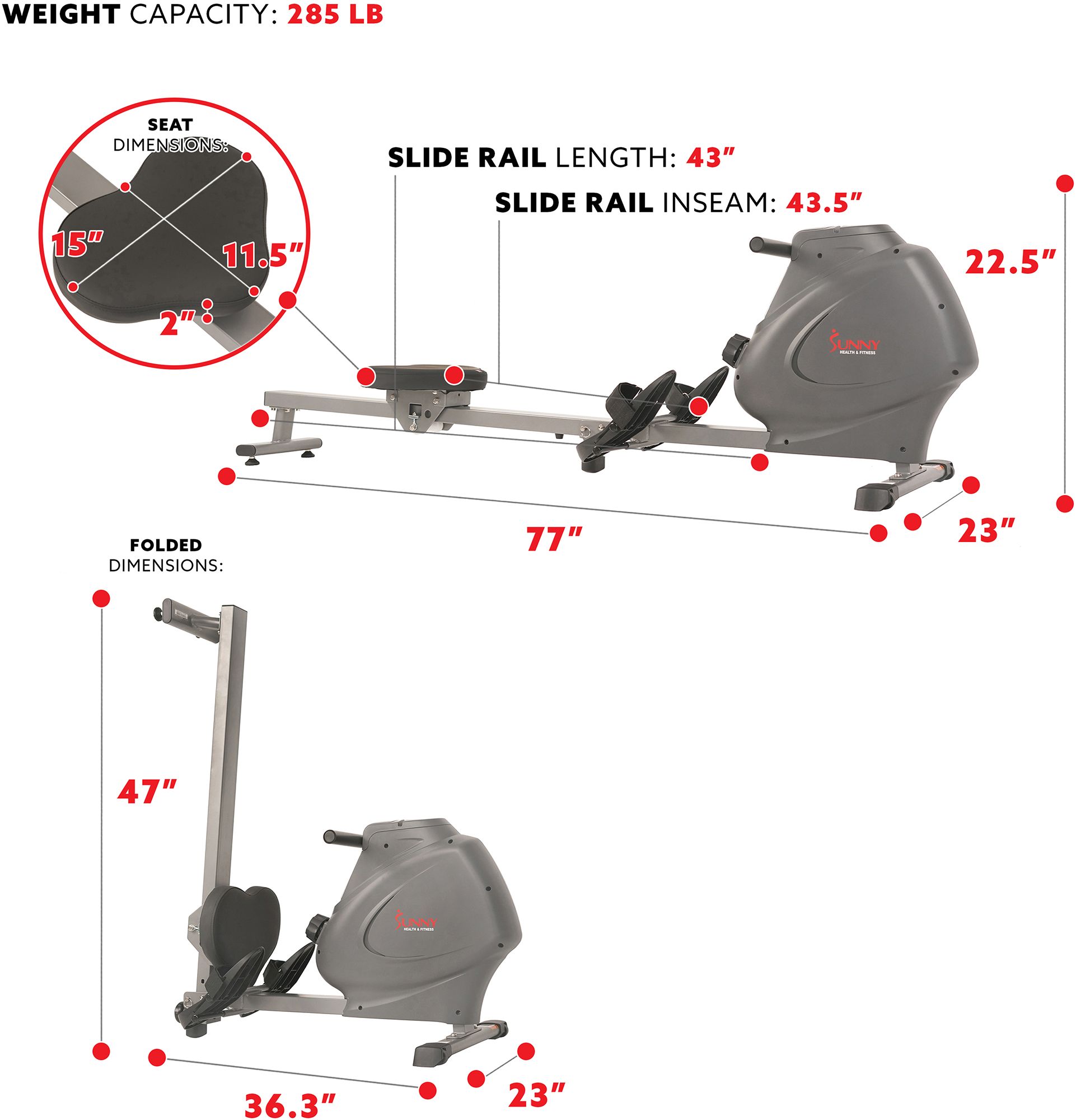 Sunny Health & Fitness SPM Magnetic Rowing Machine product image