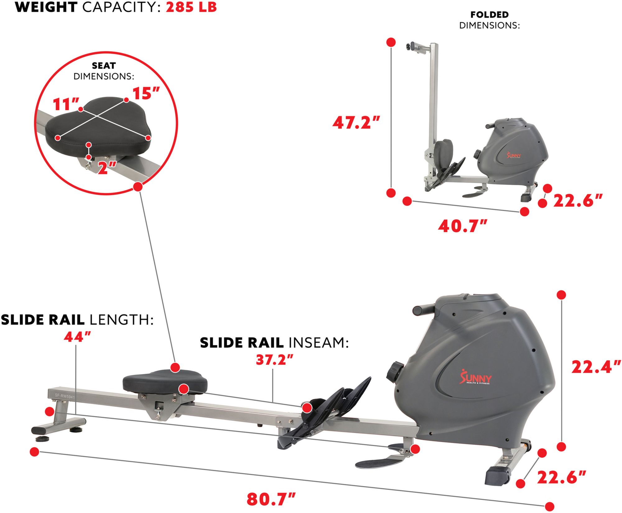 Sunny Health & Fitness SPM Magnetic Rowing Machine product image
