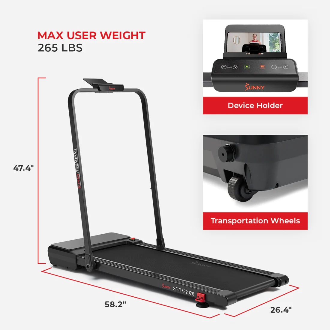 Sunny Health & Fitness Auto Incline Treadpad Treadmill product image