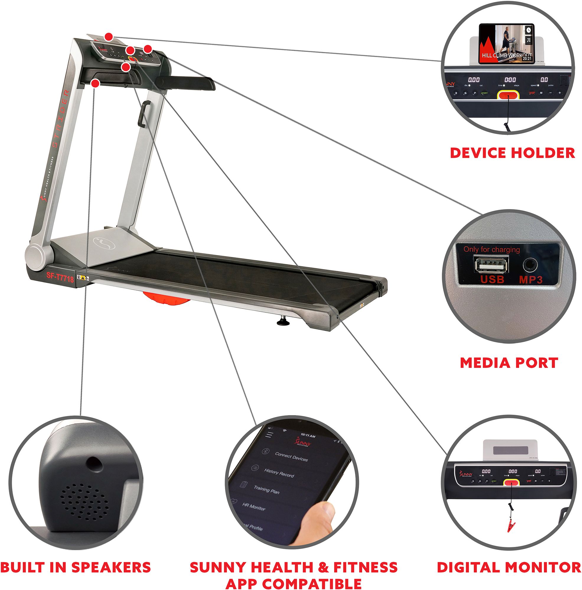 Sunny Health & Fitness SF-T7718 Motorized Folding Treadmill product image