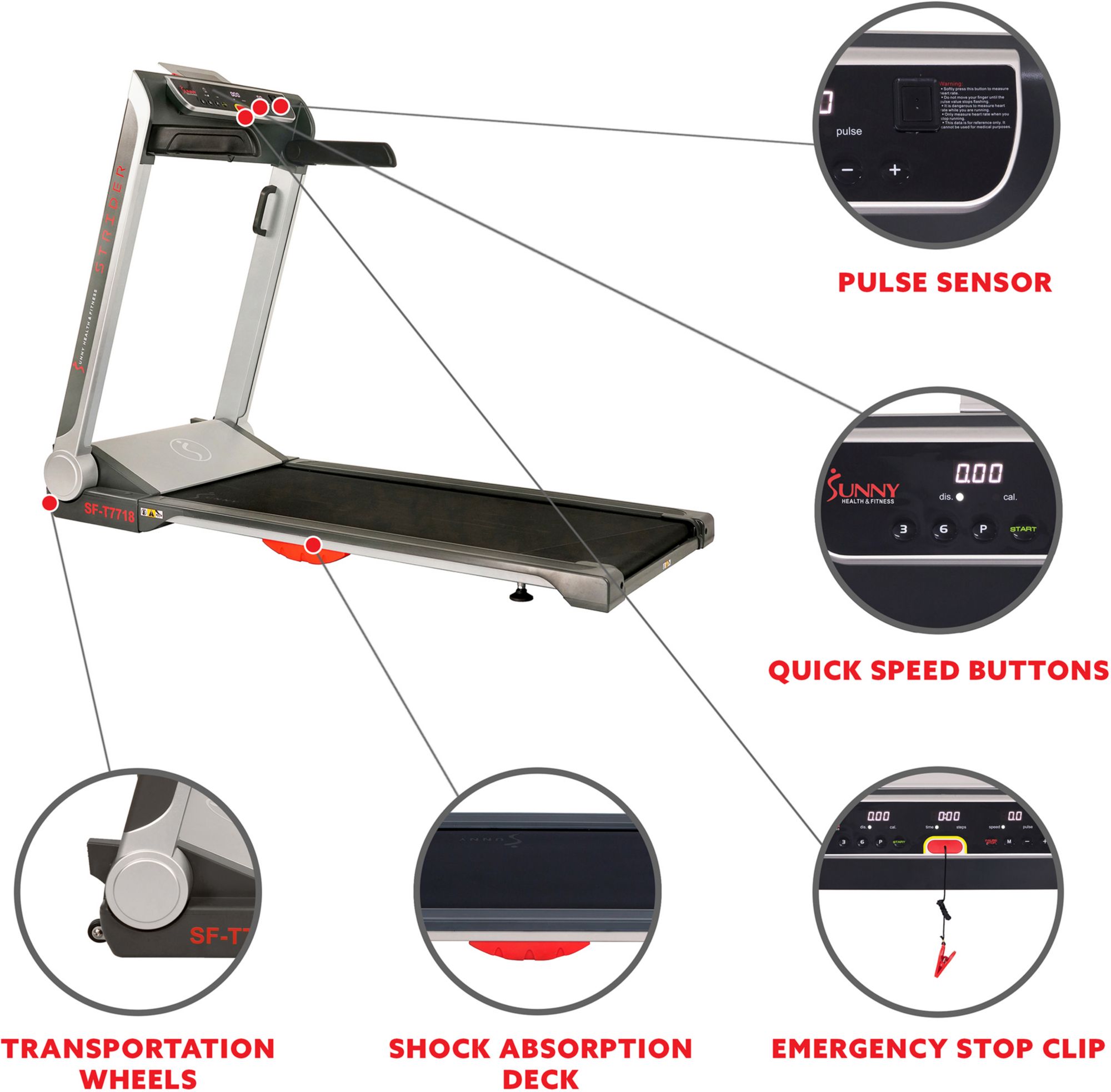 Sunny Health & Fitness SF-T7718 Motorized Folding Treadmill