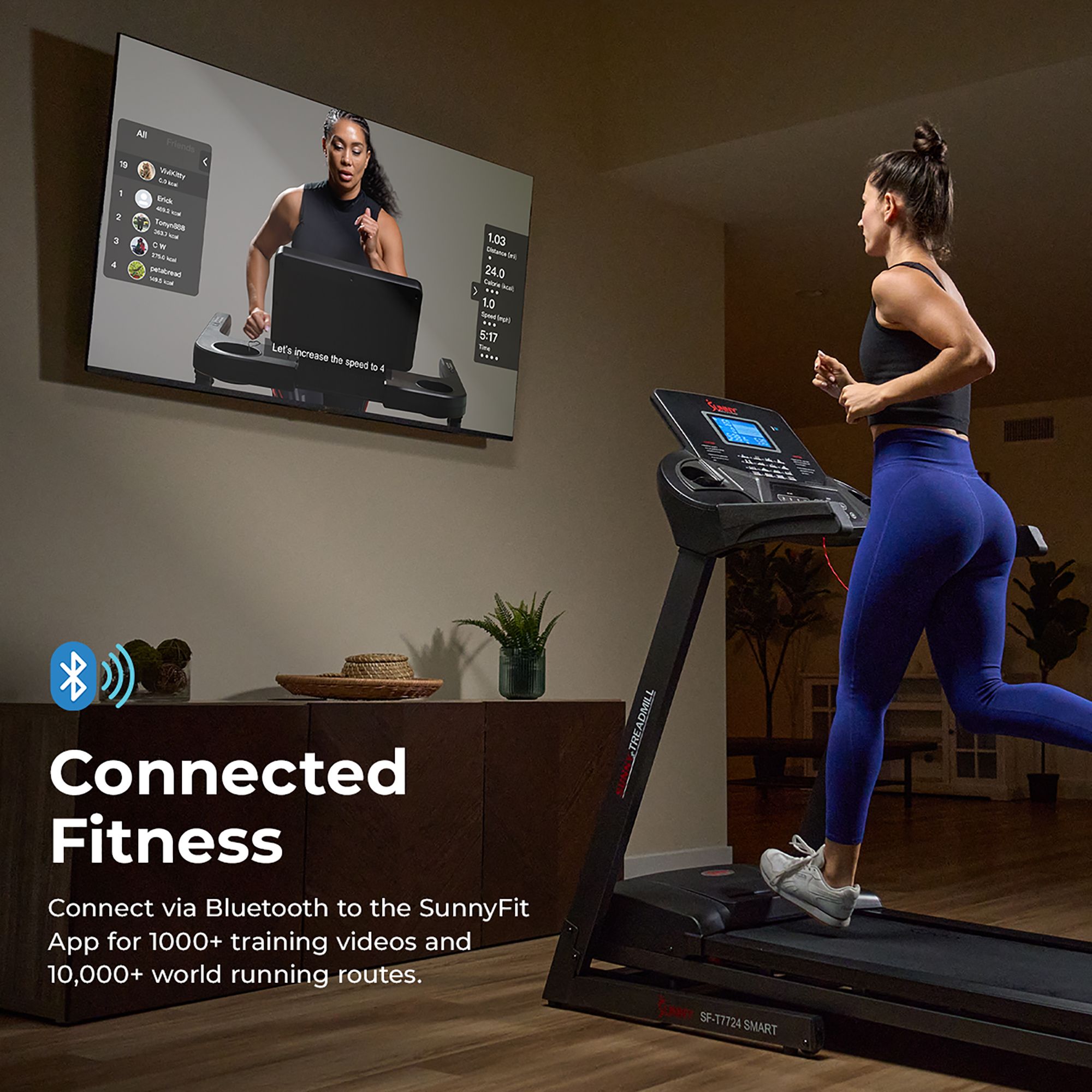Sunny Health & Fitness Auto Incline Smart Treadmill product image
