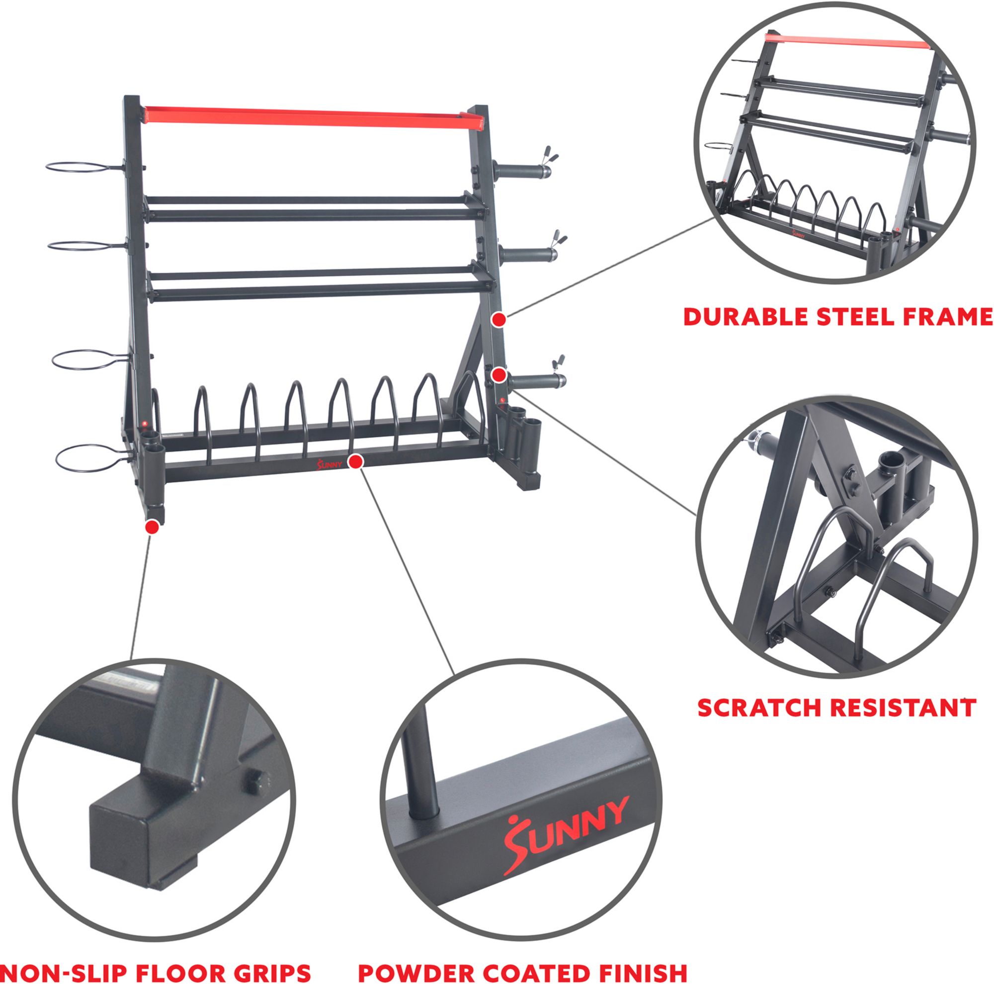 Sunny Health & Fitness All-In-One Weight Storage Rack product image