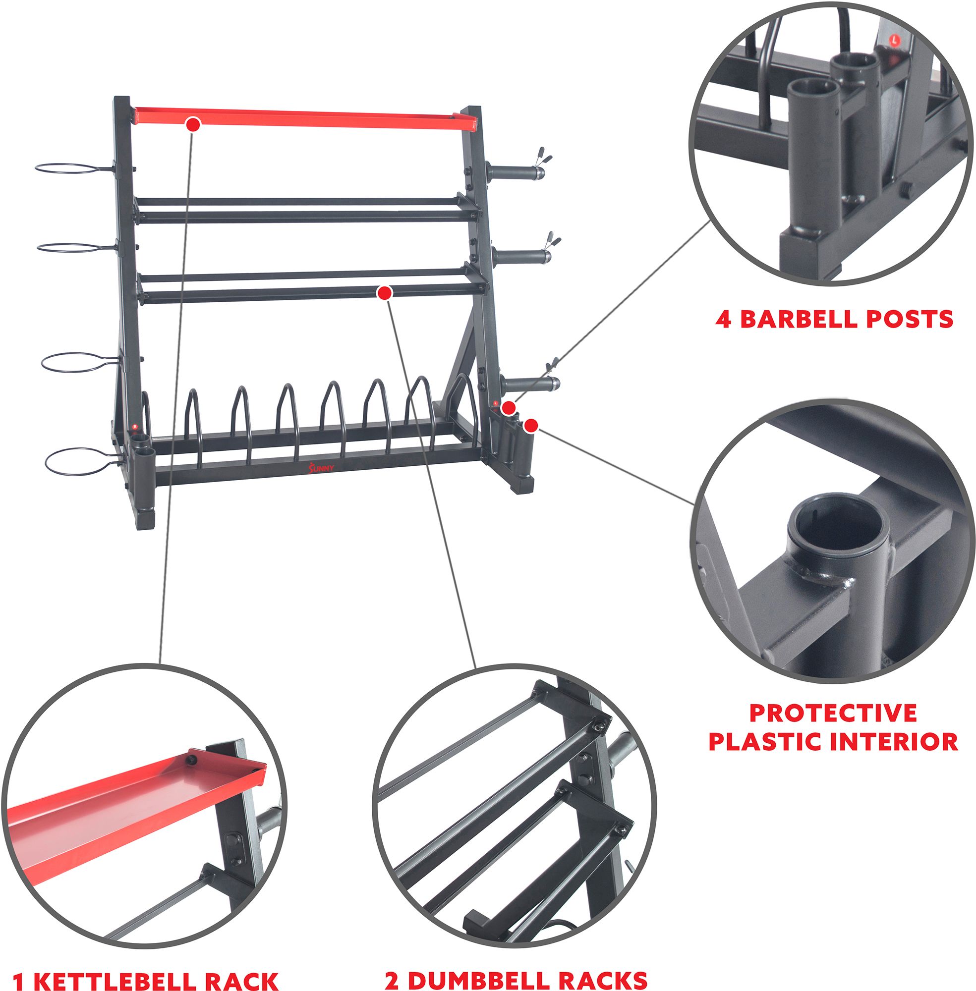 Sunny Health & Fitness All-In-One Weight Storage Rack product image