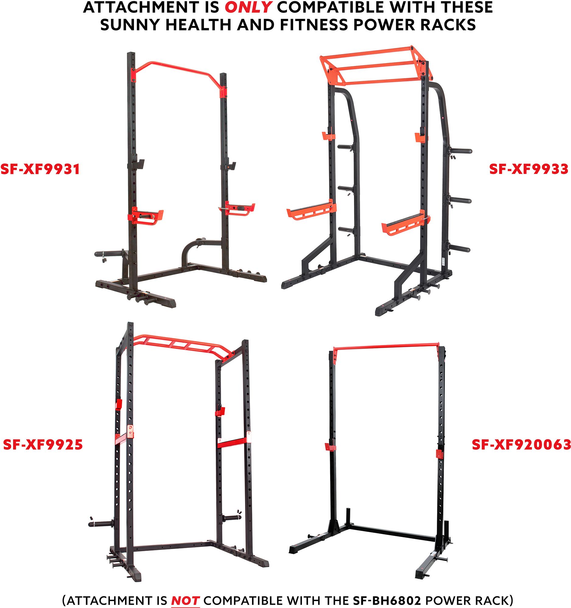 Sunny Health & Fitness Pull Up Bar Rack Attachment product image