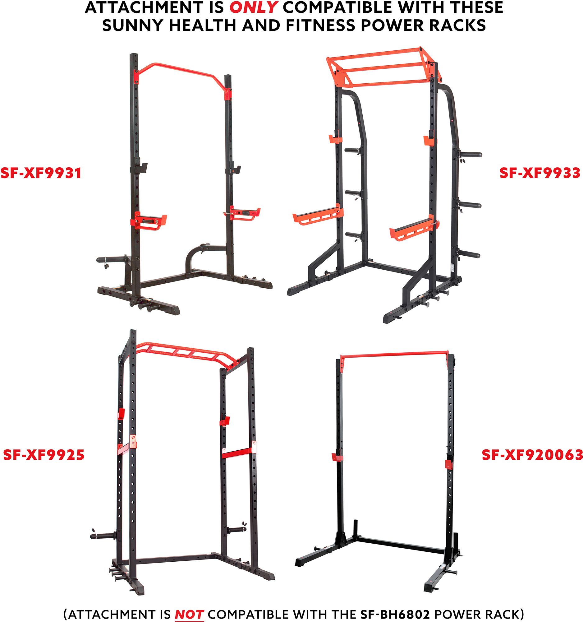 Sunny Health & Fitness J-Hook Power Racks Attachment
