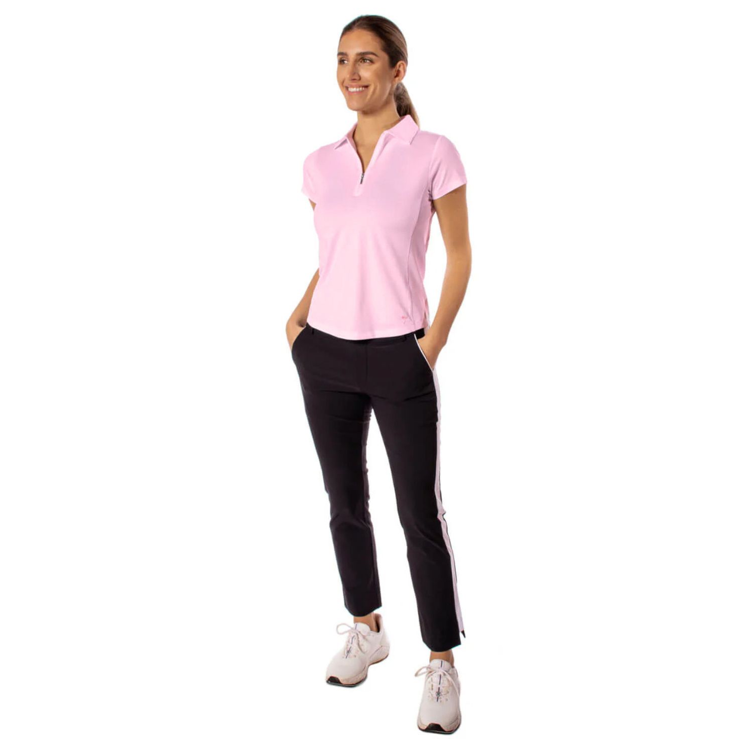 Golftini Women's Zip Stretch Short Sleeve Golf Polo product image