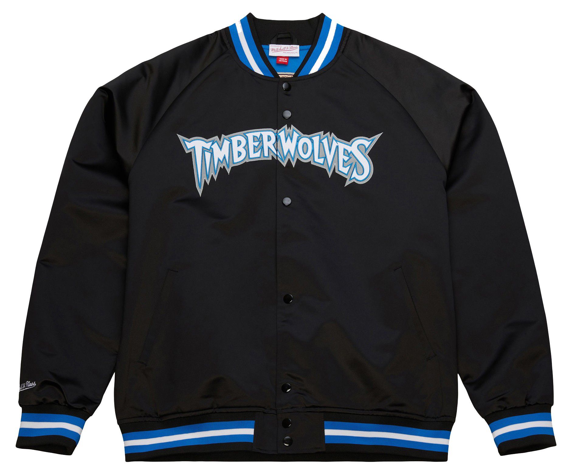 Mitchell & Ness Men's Minnesota Timberwolves Black Hardwood Classics Satin Jacket product image